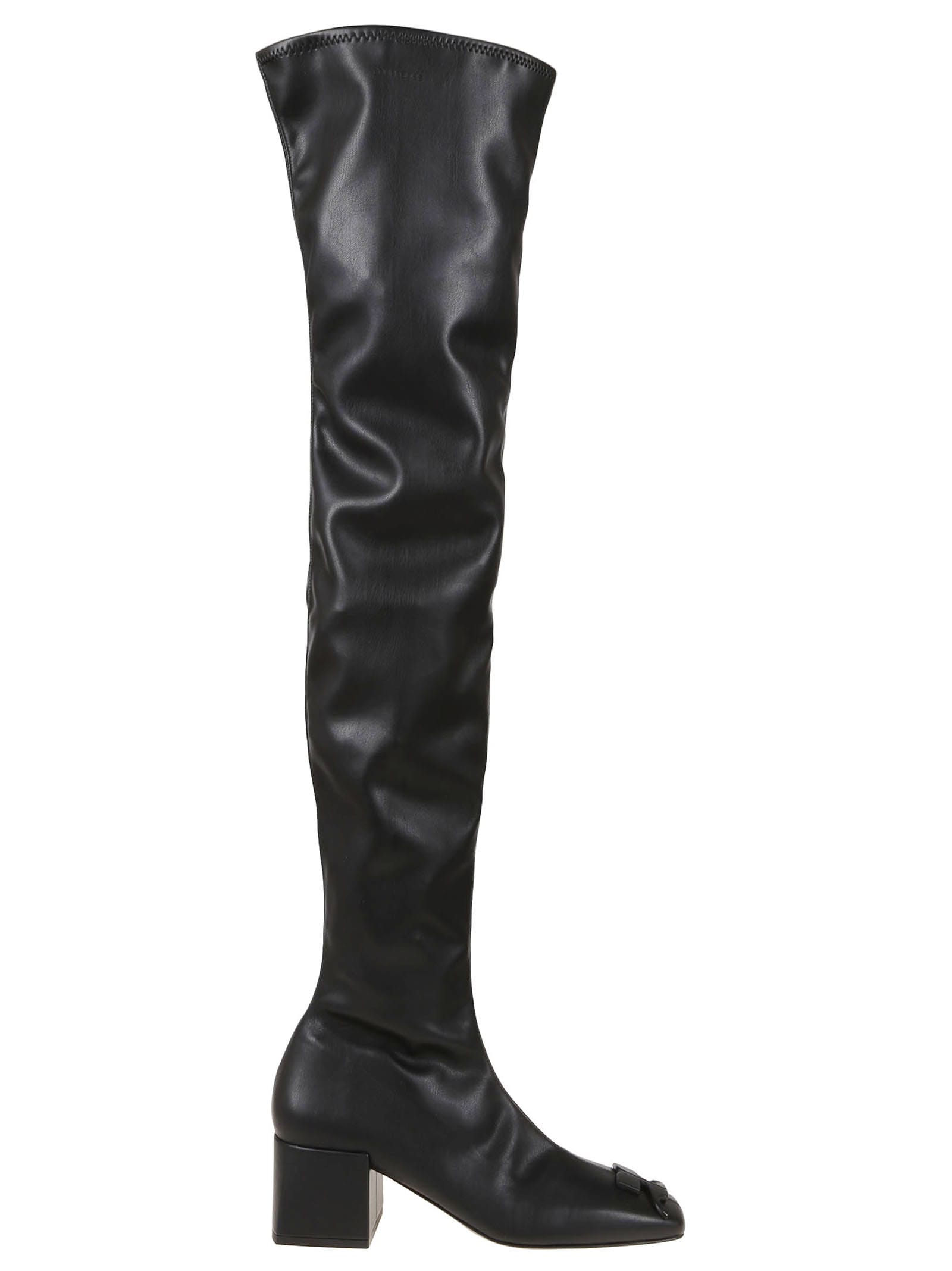 Courrèges 60mm Logo-plaque Leather Boots In Black