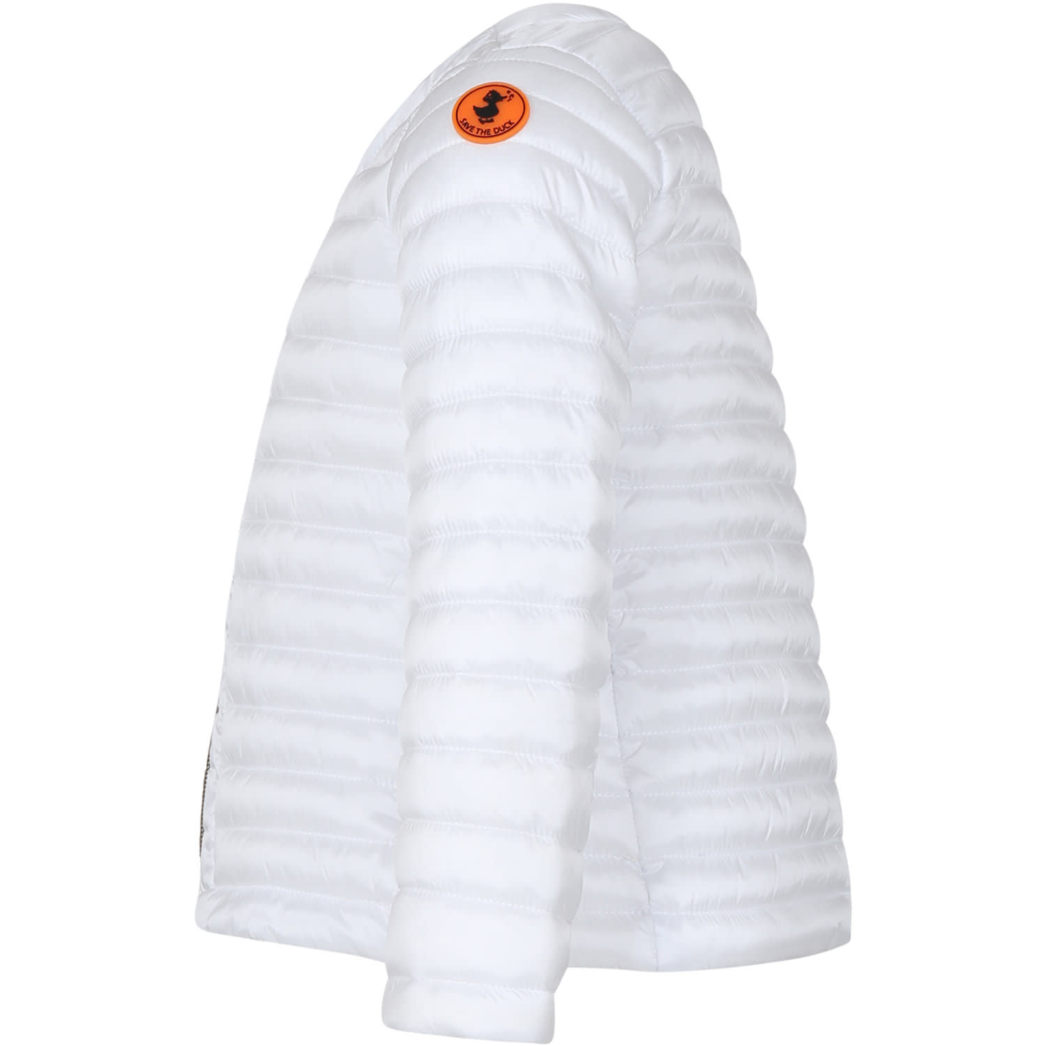 Save The Duck White Vela Down Jacket For Girl With Logo In White