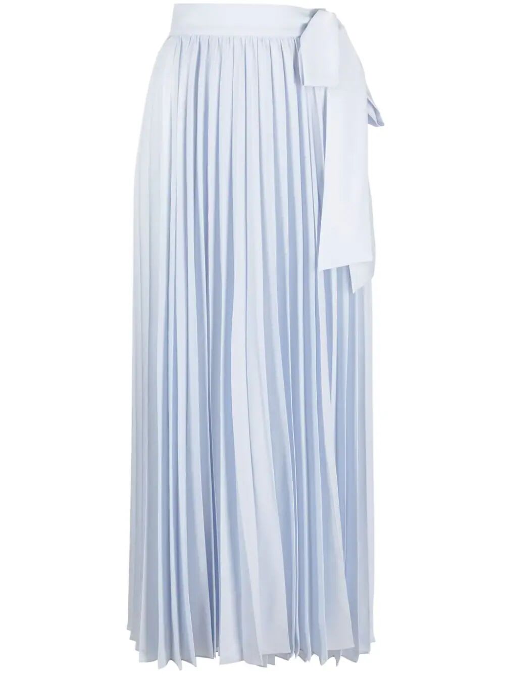 Shop P.a.r.o.s.h Long Pleated Skirt In Light Blue Dust