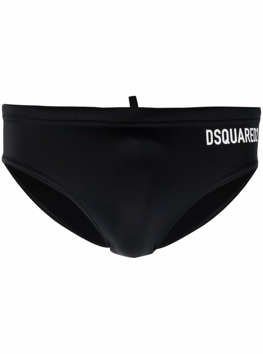 Dsquared2 D-squared2 Mans Stretch Fabric Swim Briefs With Back Logo Print