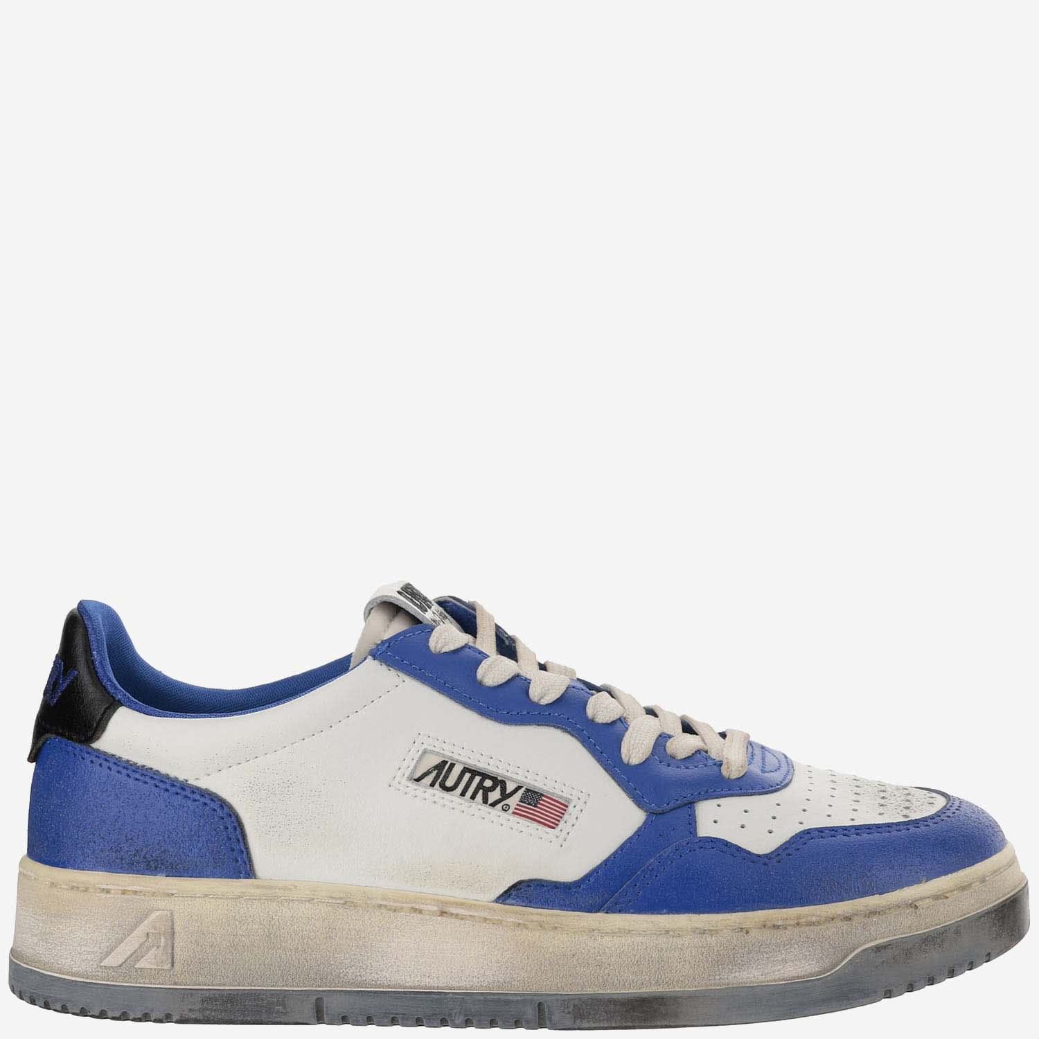Shop Autry Super Vintage Color-block Sneakers In Bianco+blu