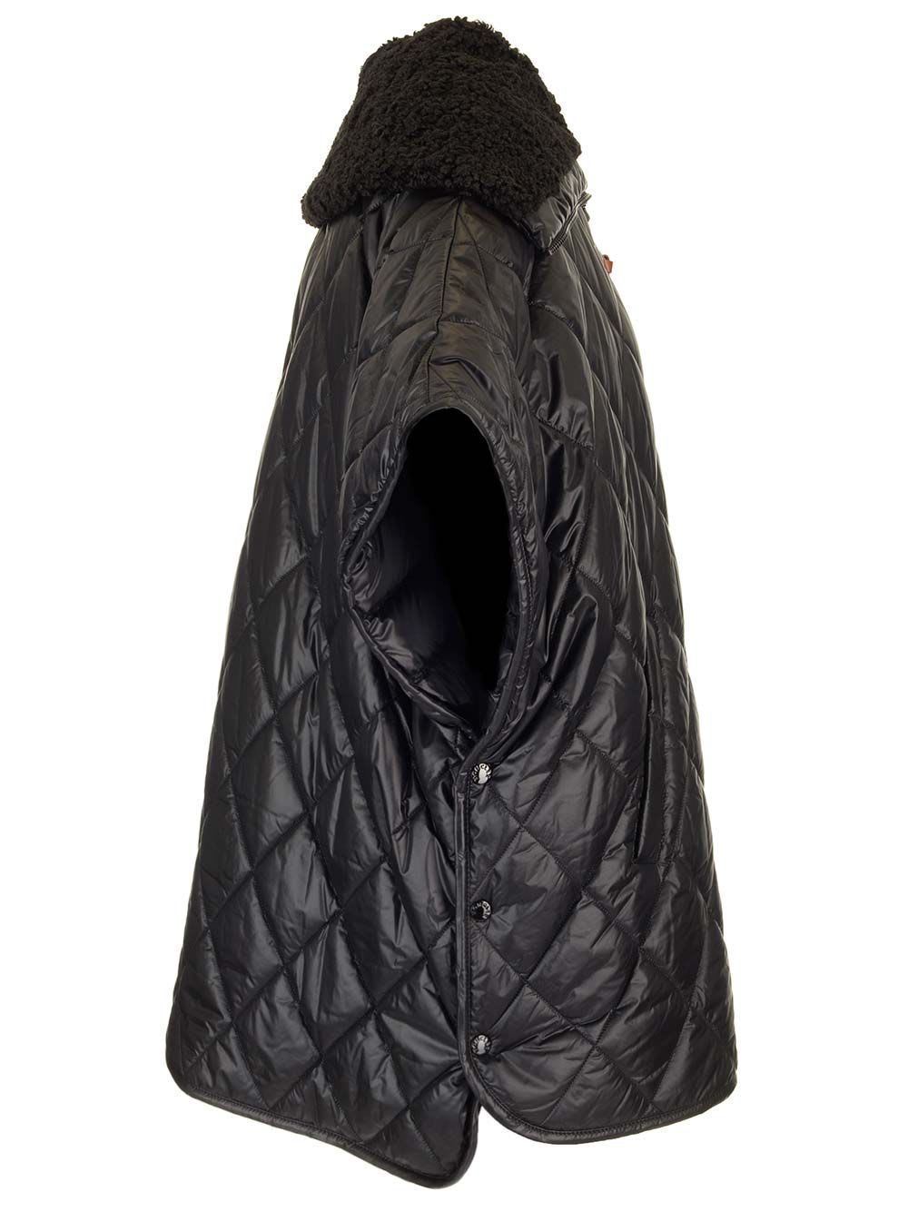 Shop Moncler Quilted Cape In Black