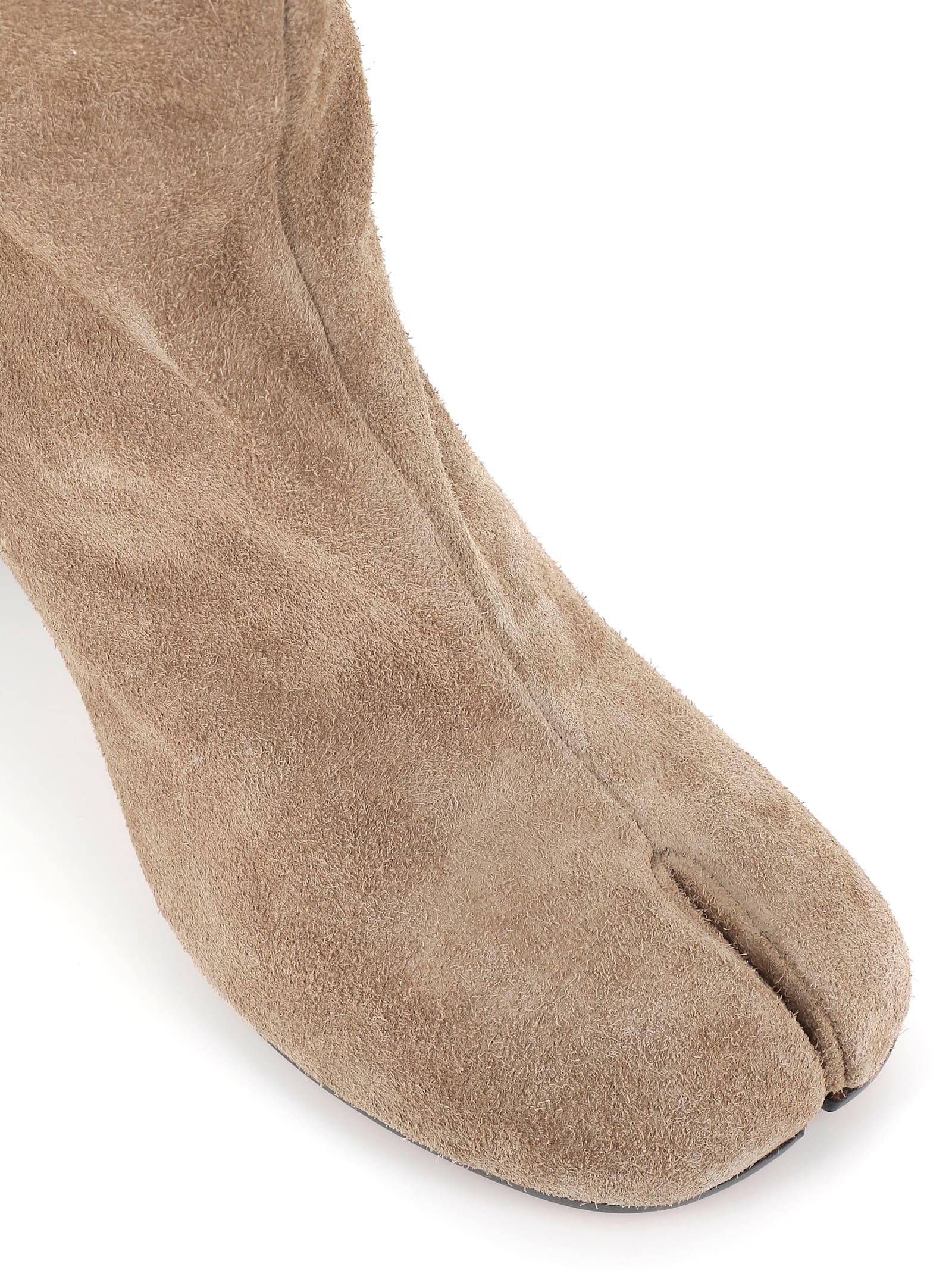 Maison Margiela Tabi Suede Ankle Boots In Neutral