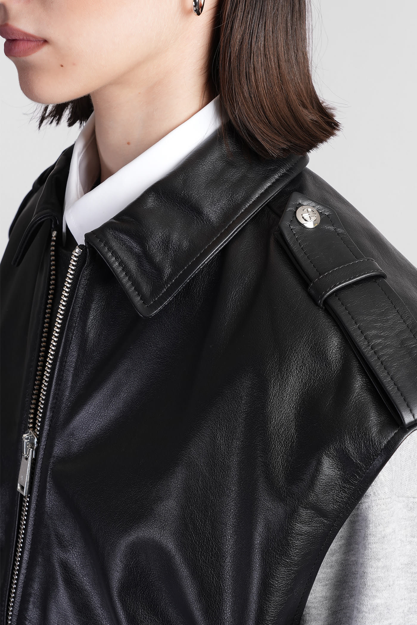 Shop Anine Bing Sonnie Vest In Black Leather