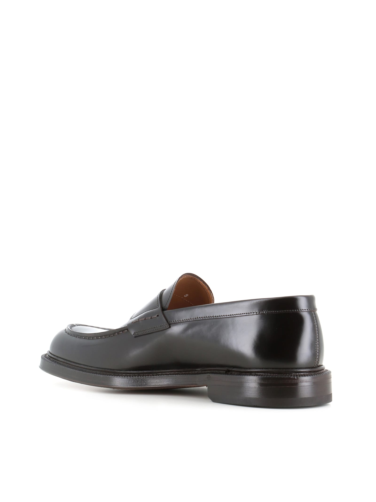 Green George Penny Leather Loafers In Brown