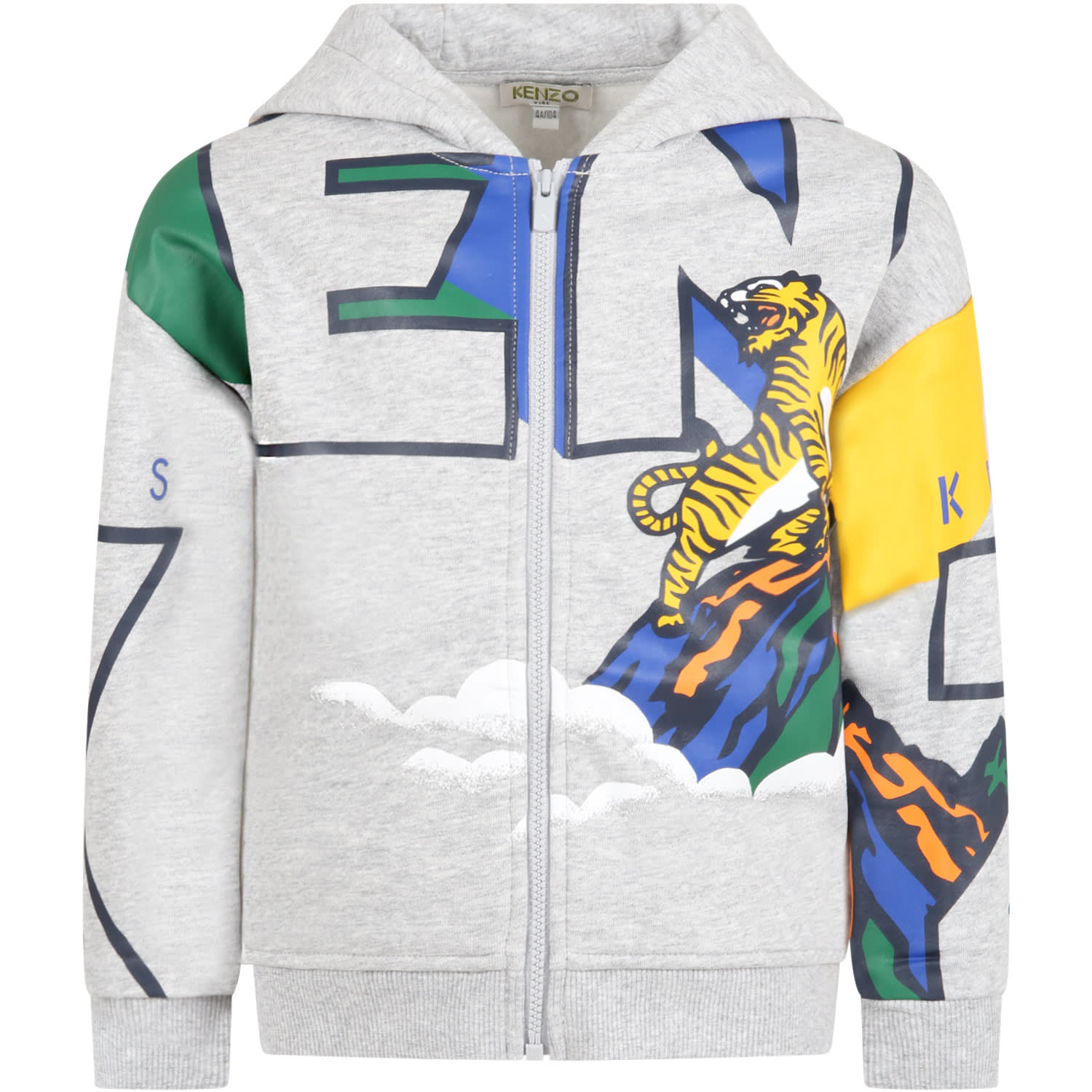 Kenzo Kids Grey Sweatshirt For Boy With Tigers