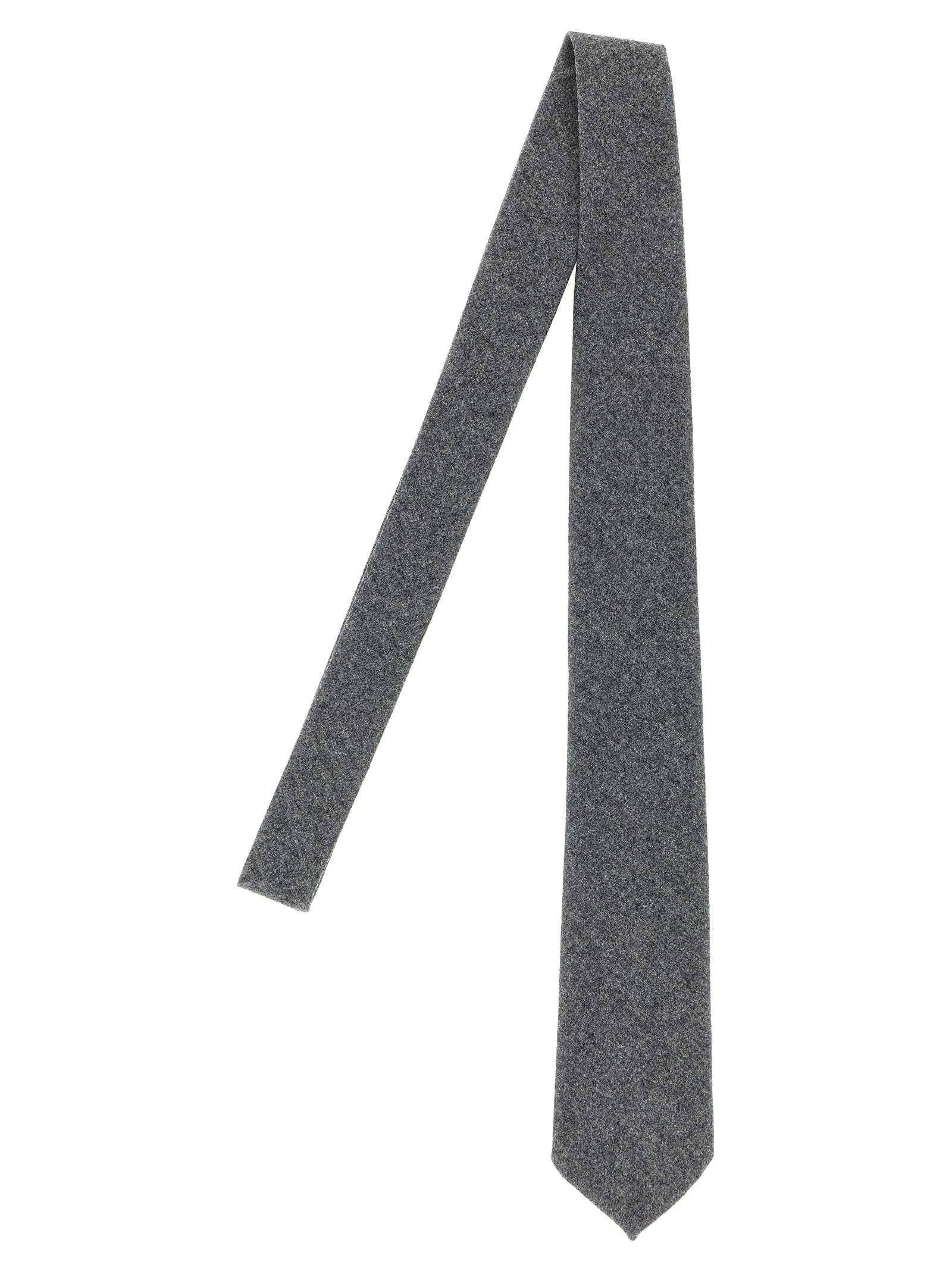 Barba Napoli Slim Wool Tie Textured Fabric In Gray