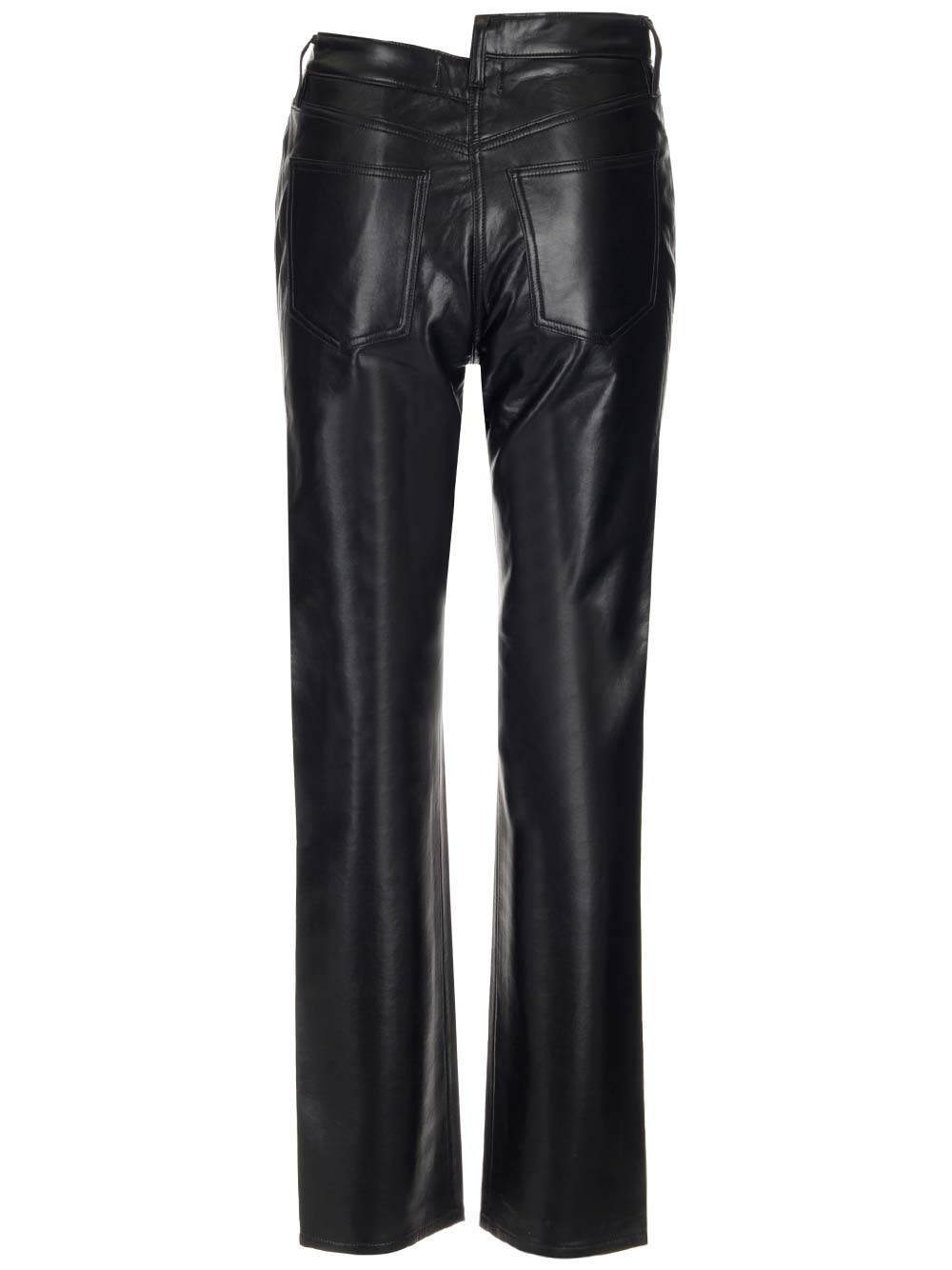 Shop Agolde Recycled Leather Trousers In Black