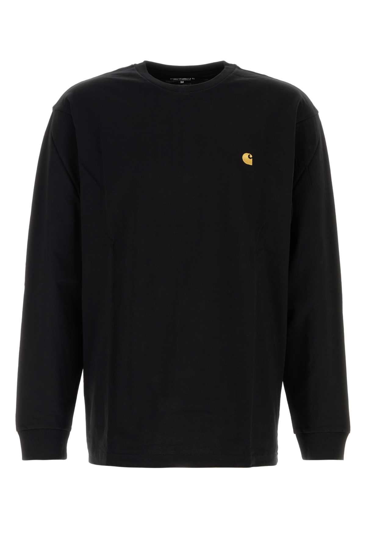 Carhartt Chase T-shirt With Crew Neck And Long Sleeves In Black