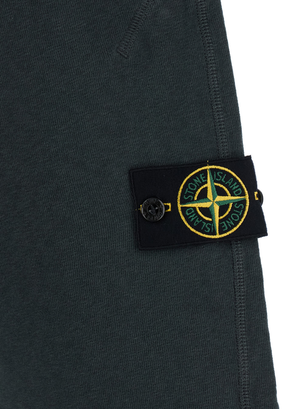 Shop Stone Island Grey Shorts With Elastic Drawstring Waist And Logo Patch On The Front In Cotton Man