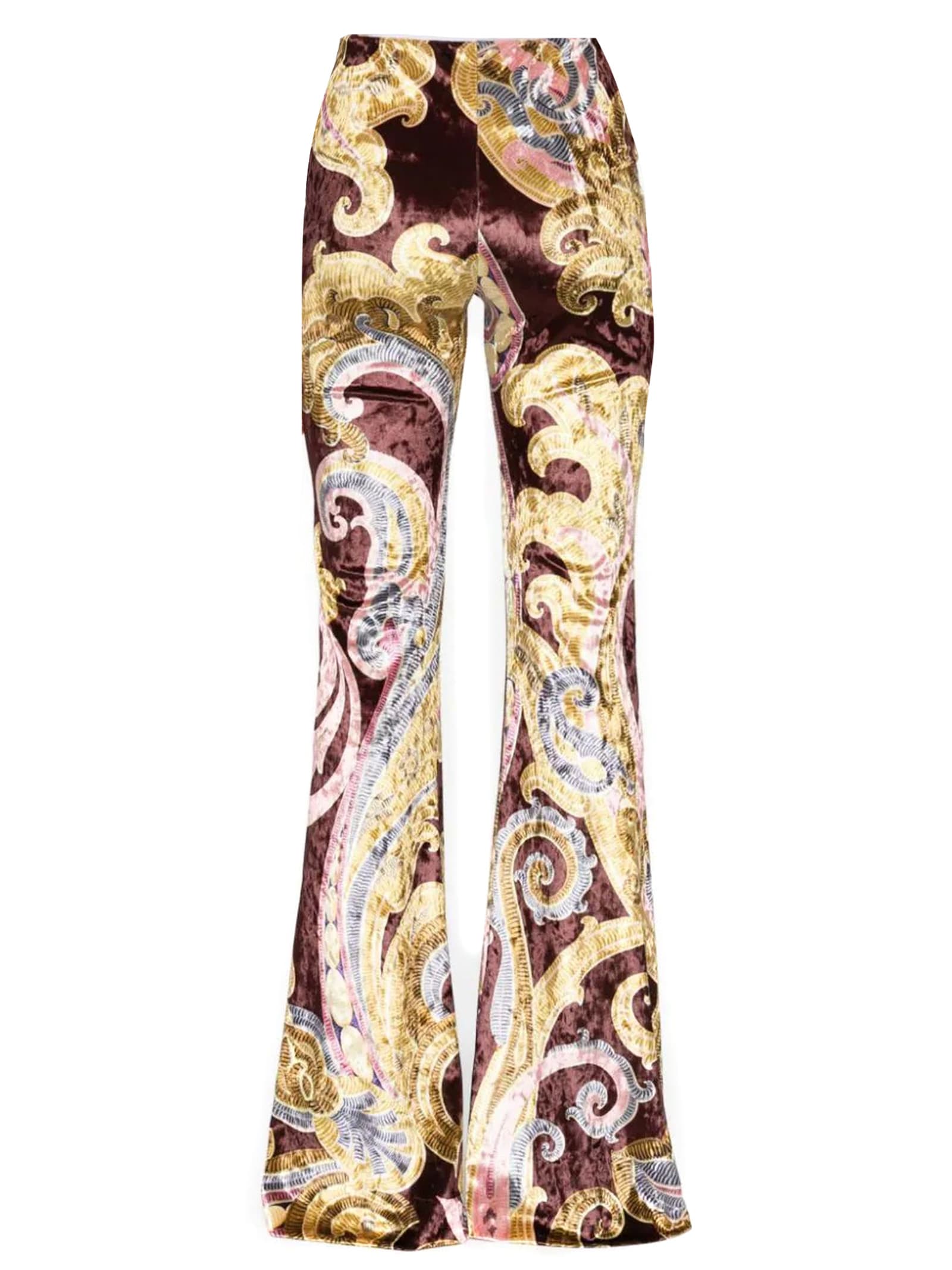 Shop Etro Multicolour Velvet Printed Trousers