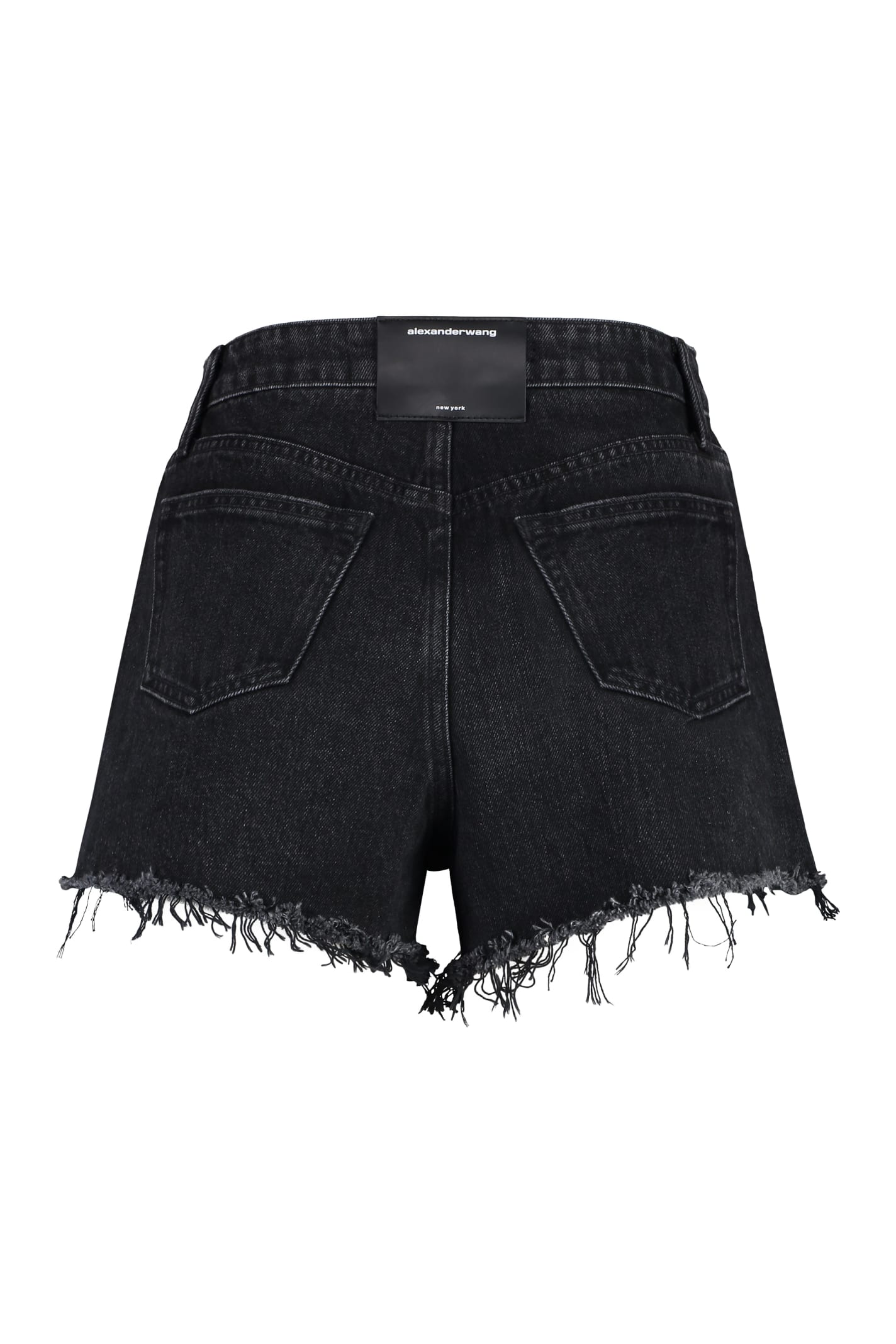 Alexander Wang 'bite' Frayed Cuff Denim Shorts In Grey
