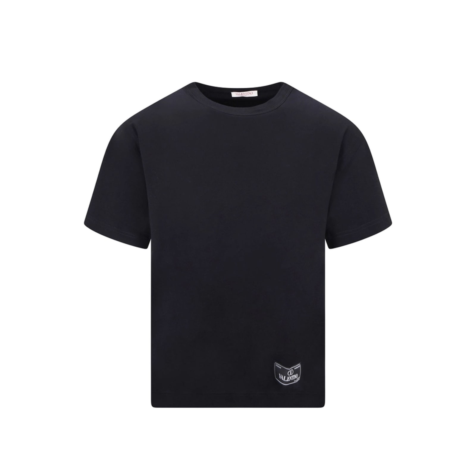 Shop Valentino Cotton Logo T-shirt In Black