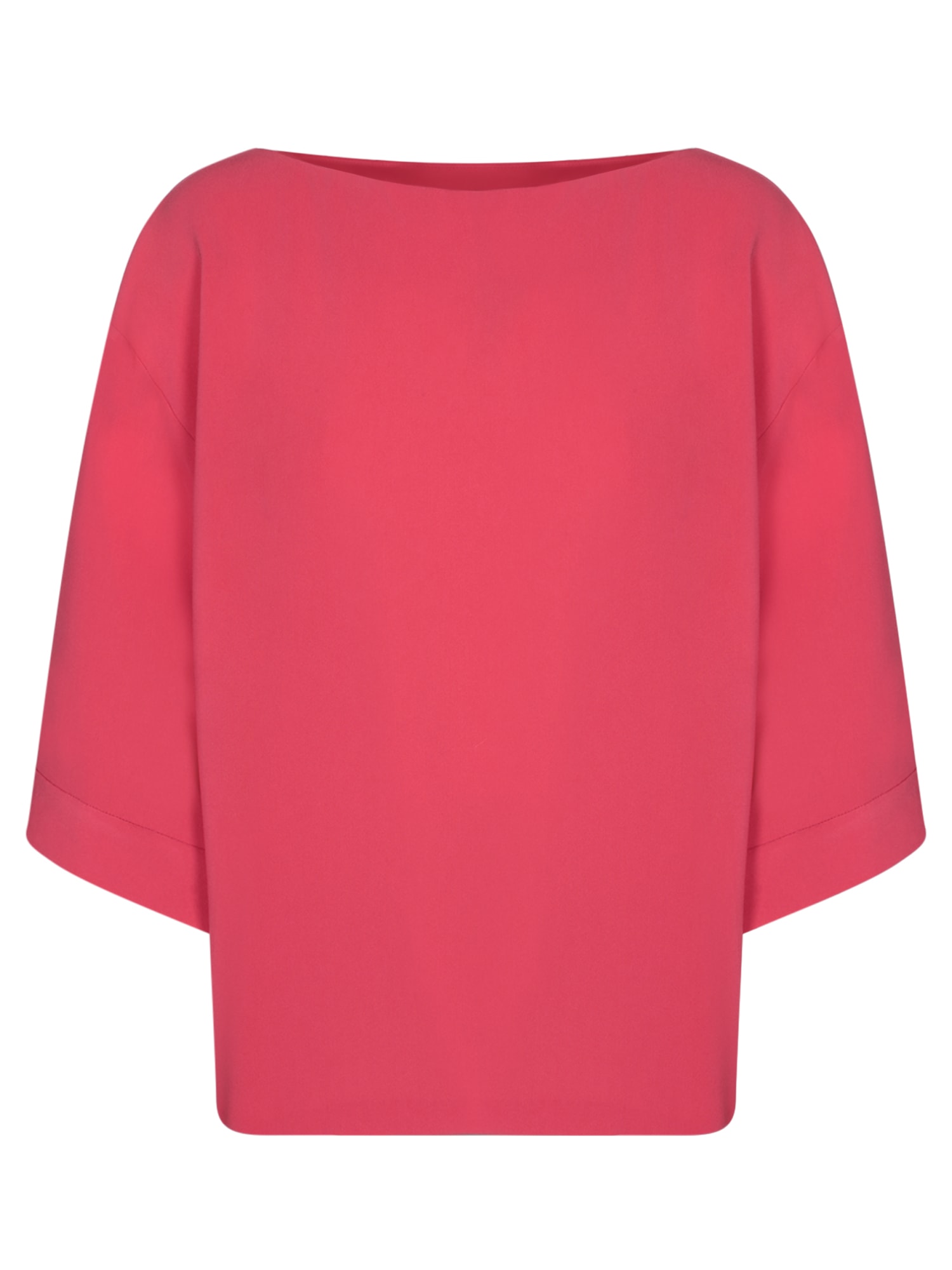 Coral Red Cady Camellia Blouse
