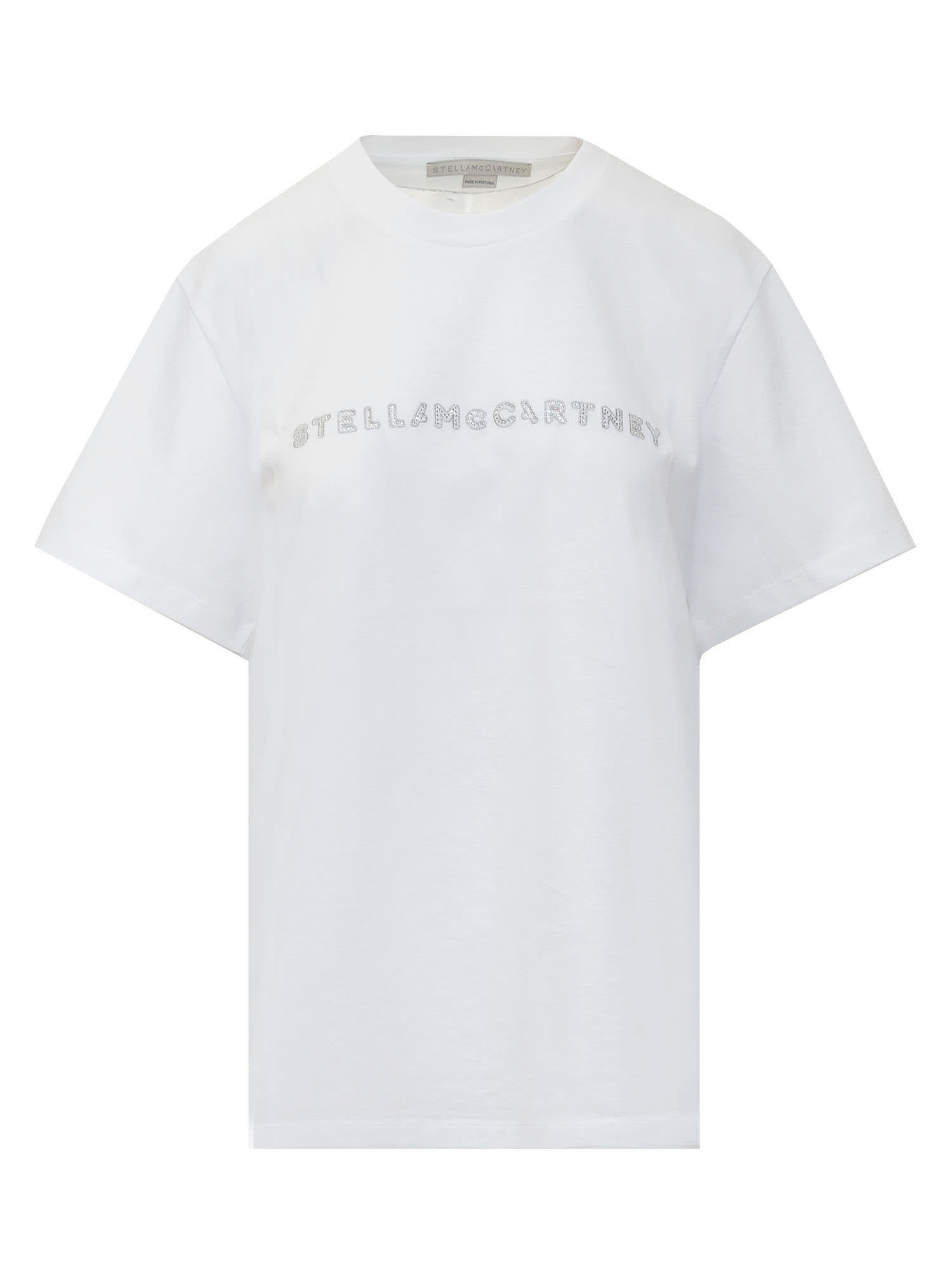 Shop Stella Mccartney Crystal Embellis T-shirt In Pure White