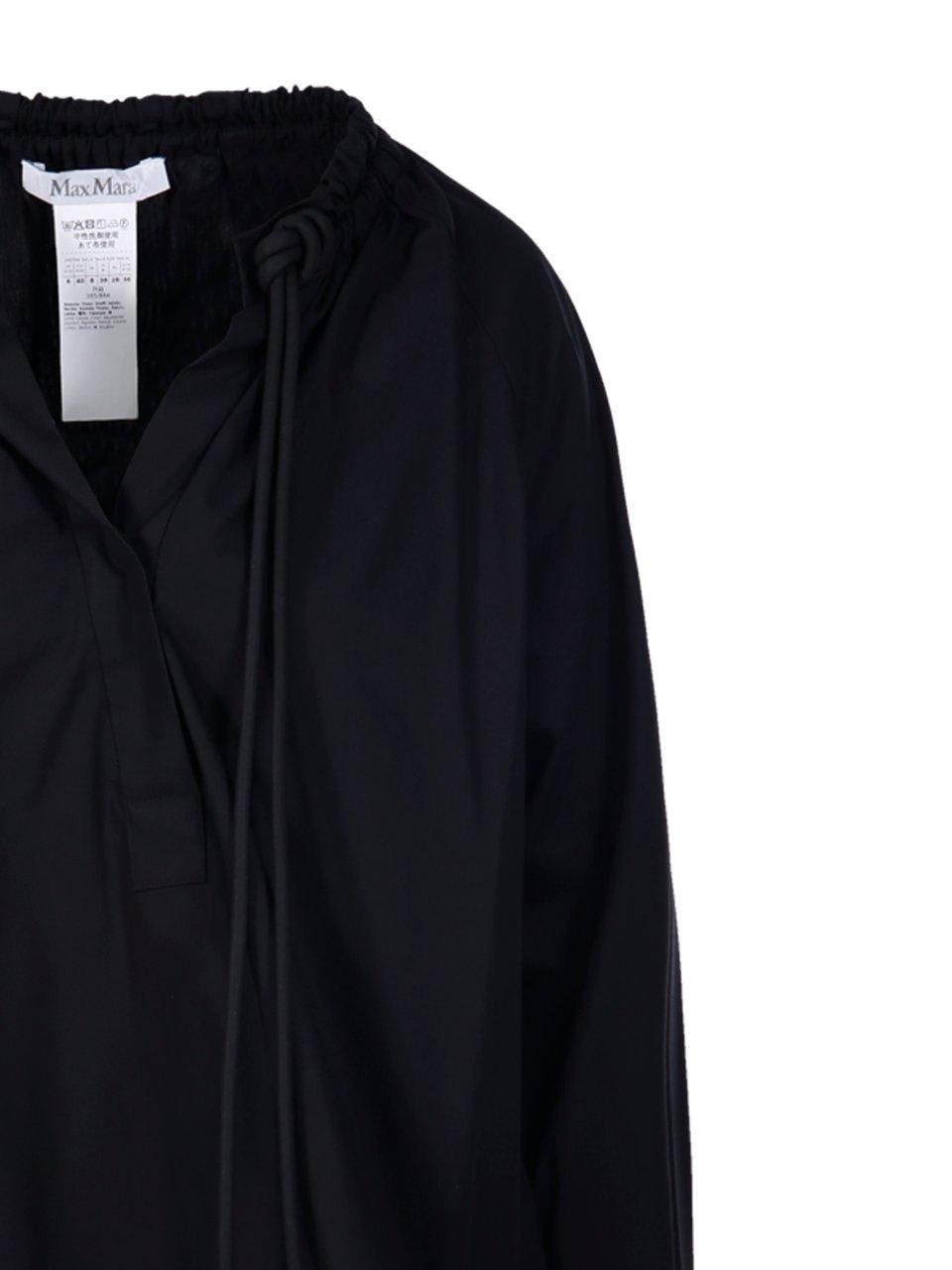 Shop Max Mara Drawstring V-neck Shirt In Black