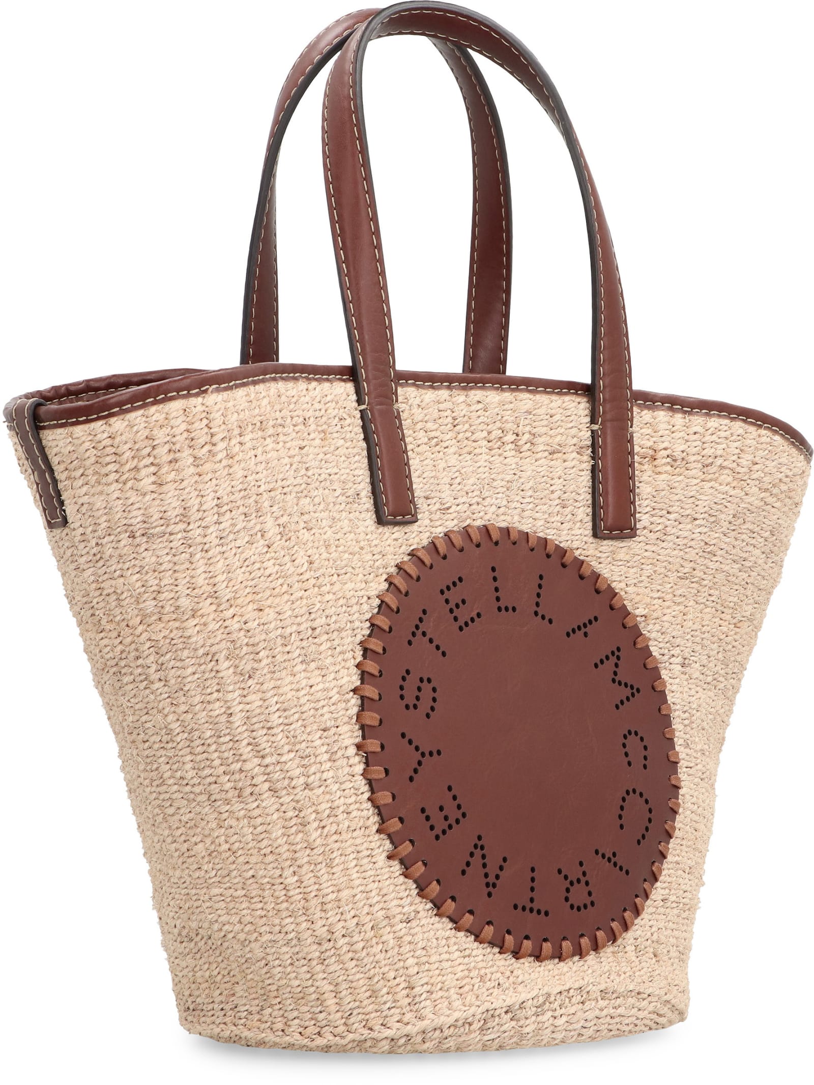 Shop Stella Mccartney Raffia Tote Bag In Ecru