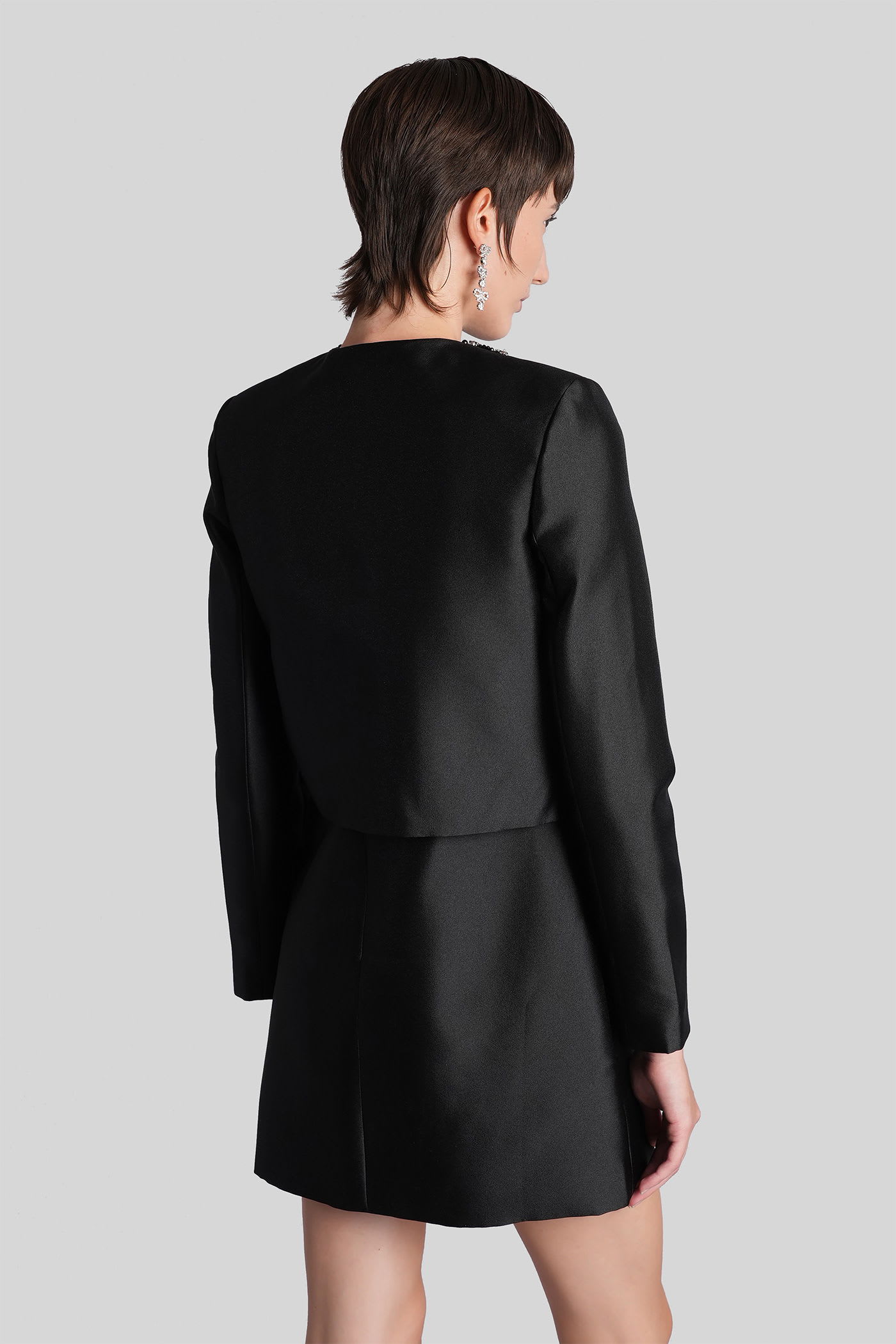 Self-portrait Casual Jacket In Black Polyester In Black