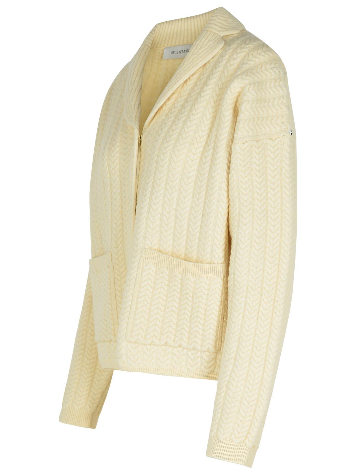 Shop Sportmax Tubinga Ivory Wool Blend Cardigan