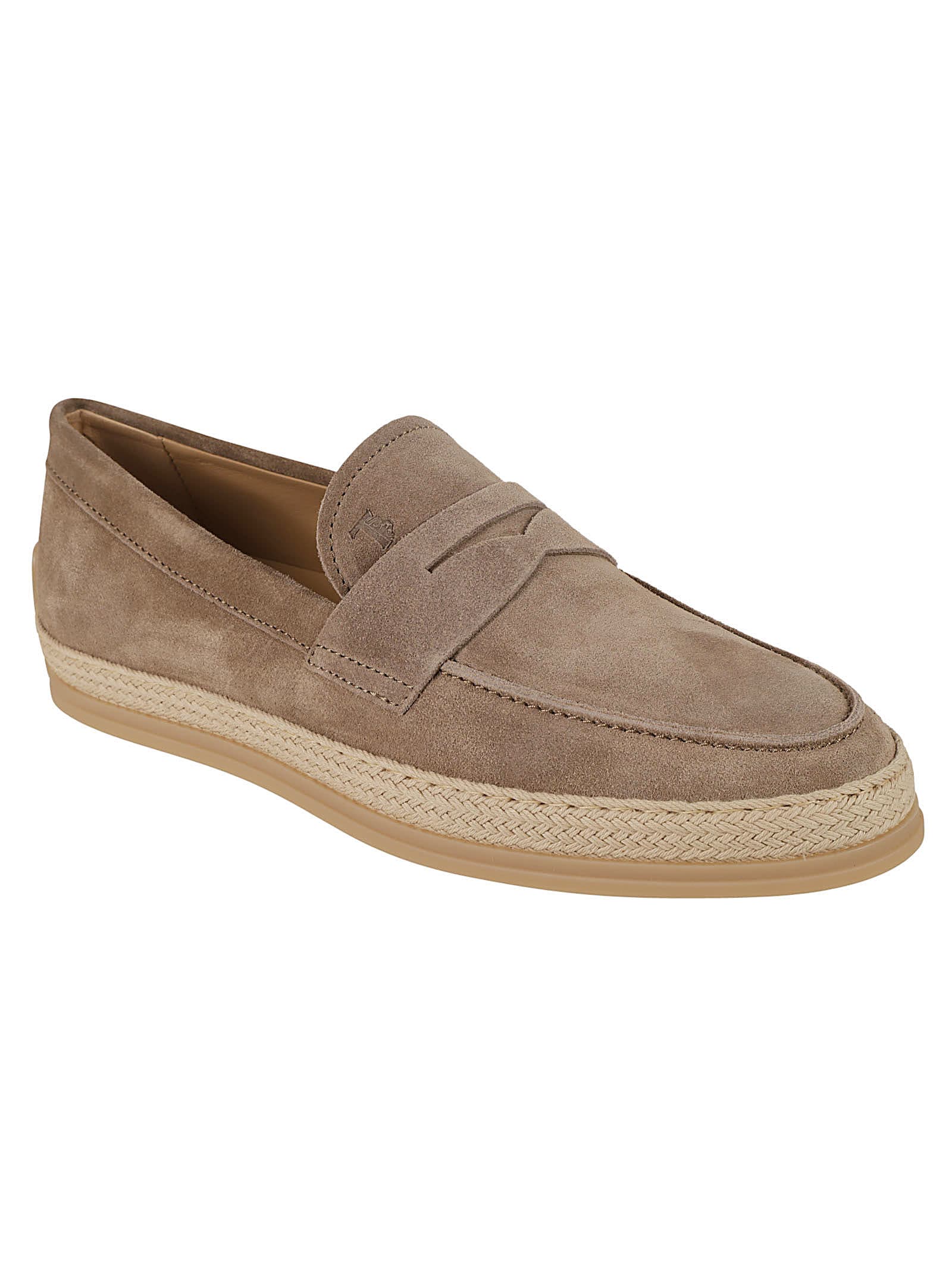 Shop Tod's Rafia Gomma Loafers In Palude