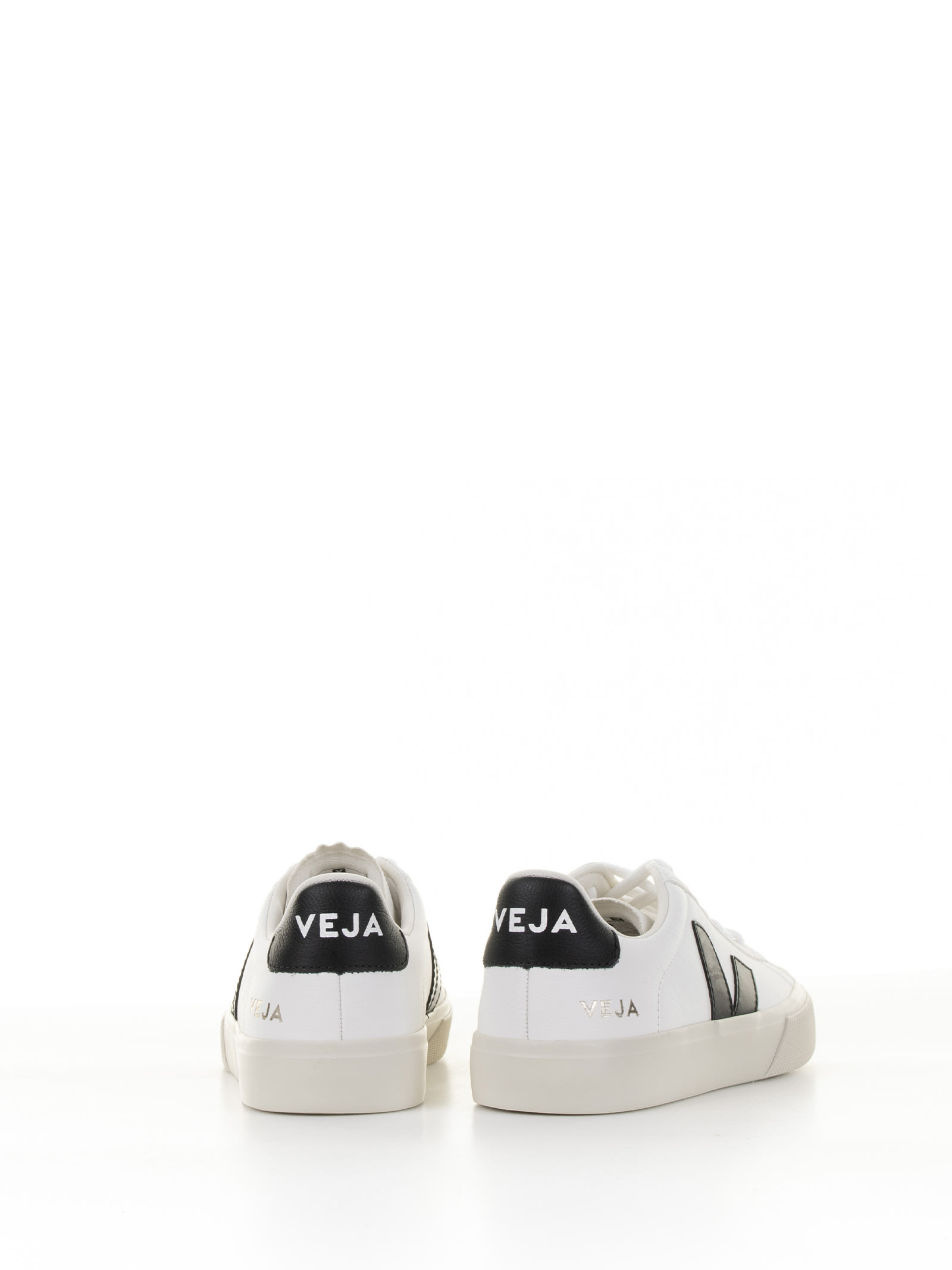 Shop Veja Campo Sneaker In White Black Leather For Women