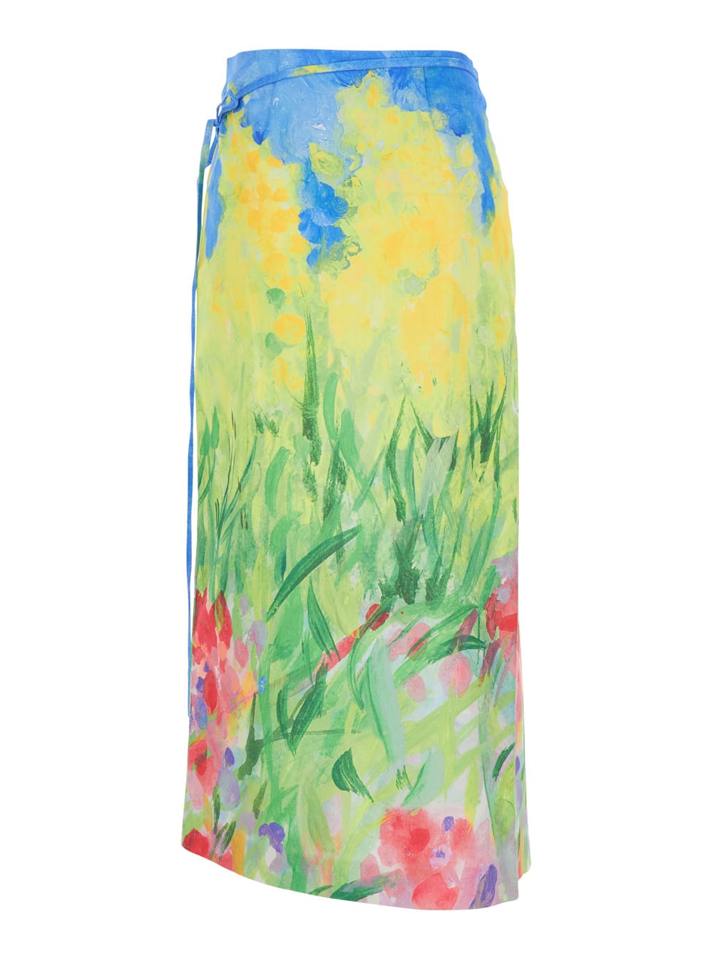 Msgm Multicolor Skirt With All-over Printed Floral Motif In Fabric Woman In Multicolour