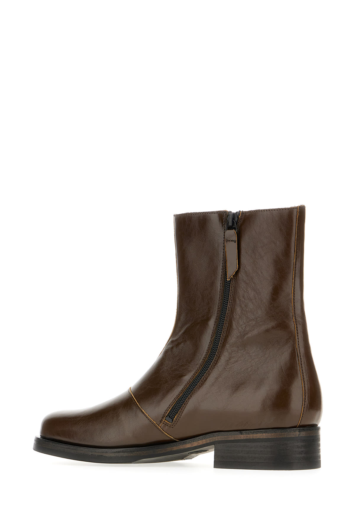 Our Legacy Dark Brown Leather Camion Boots In Green