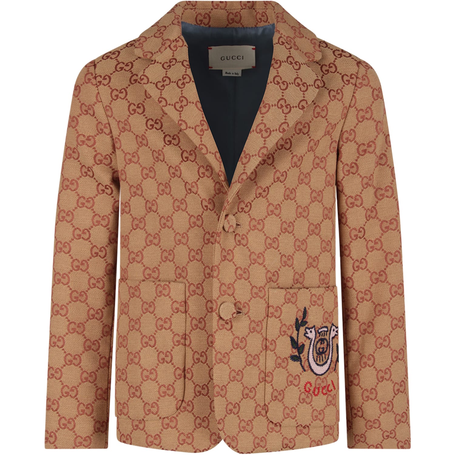 Gucci Biege Jacket For Boy With Iconic Double Gg