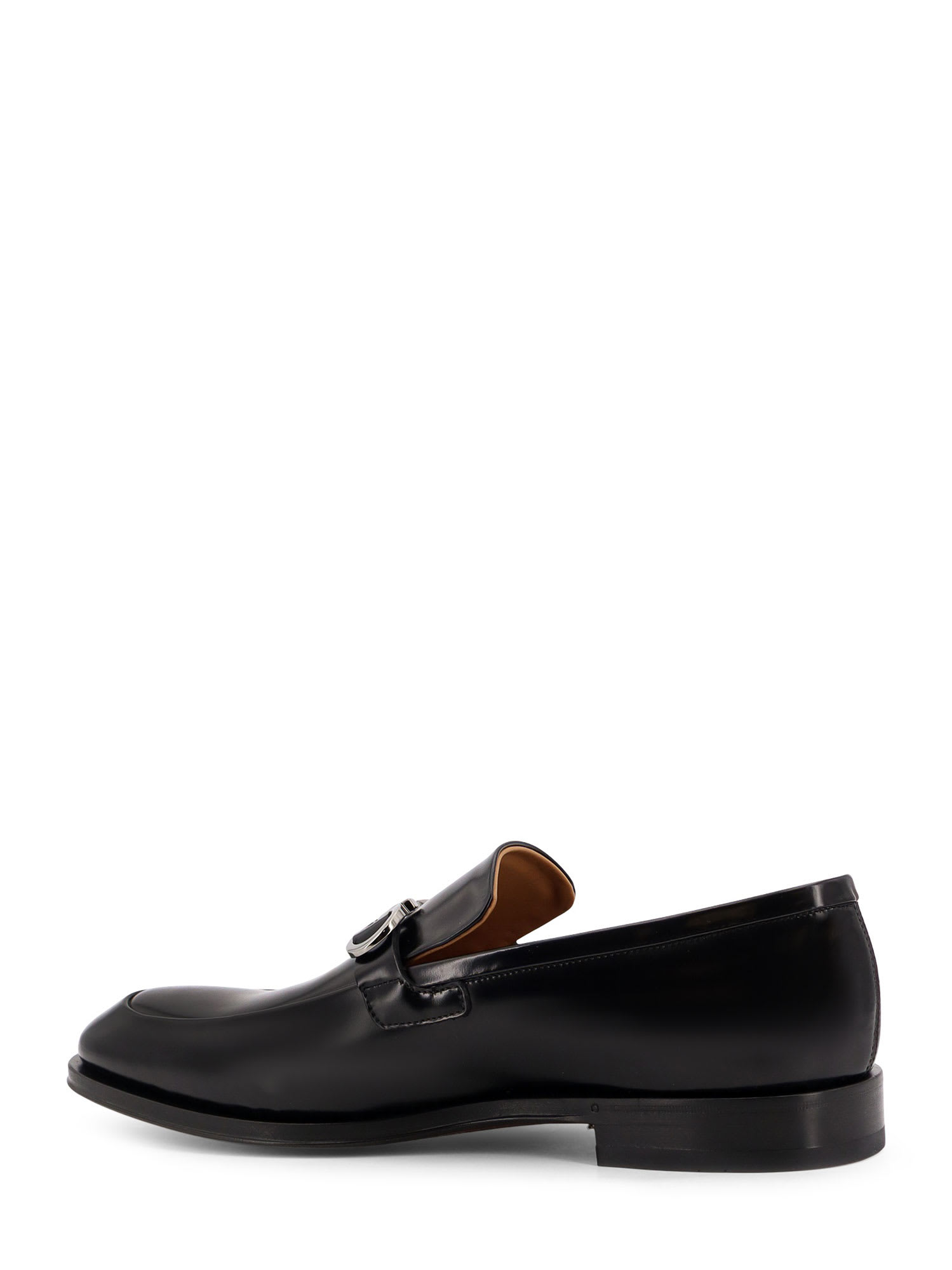 Ferragamo Balty Gancini Plaque Leather Loafers In Black