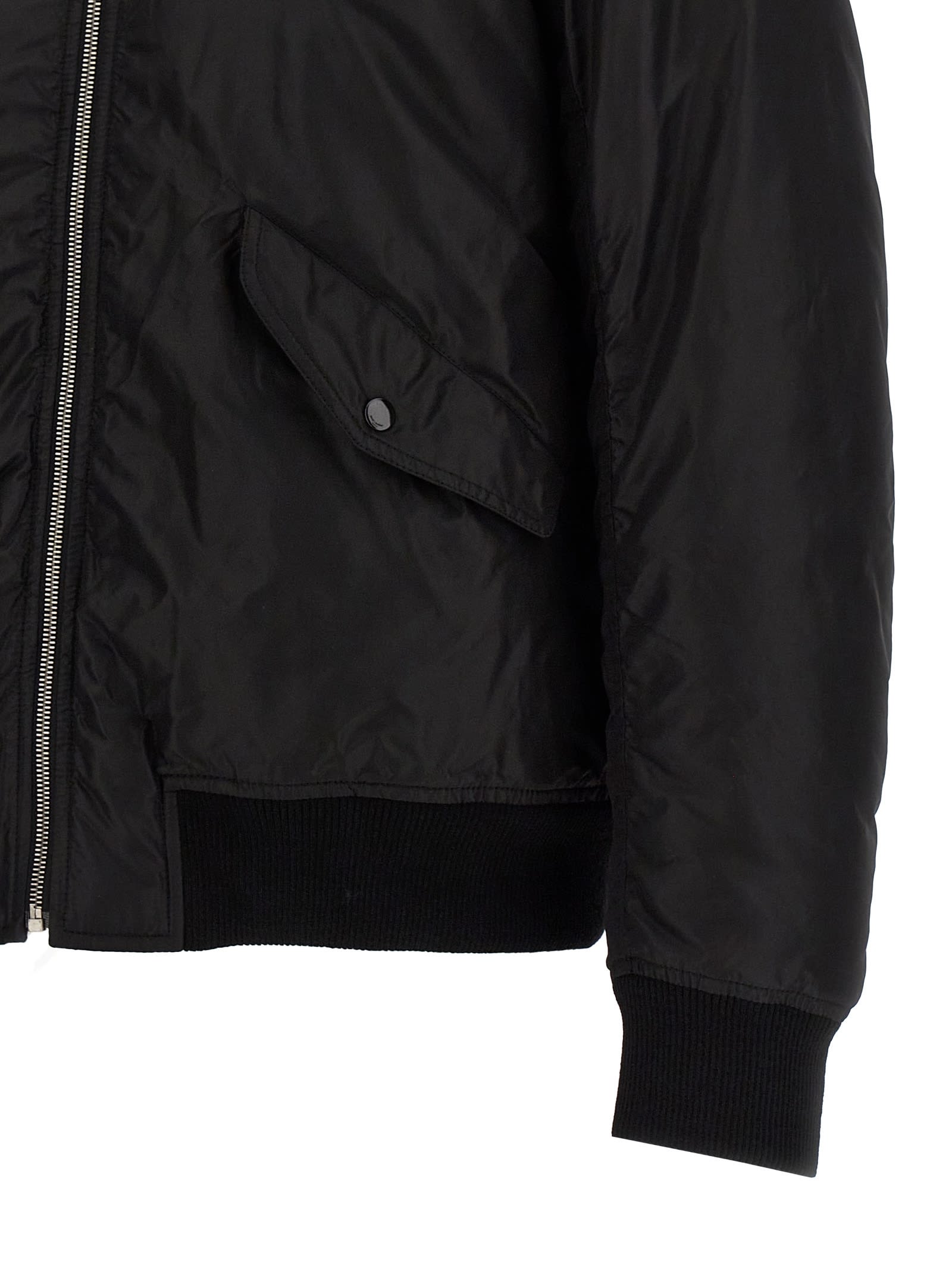 Shop Saint Laurent Rib Trim Two Pockets Bomber In Black