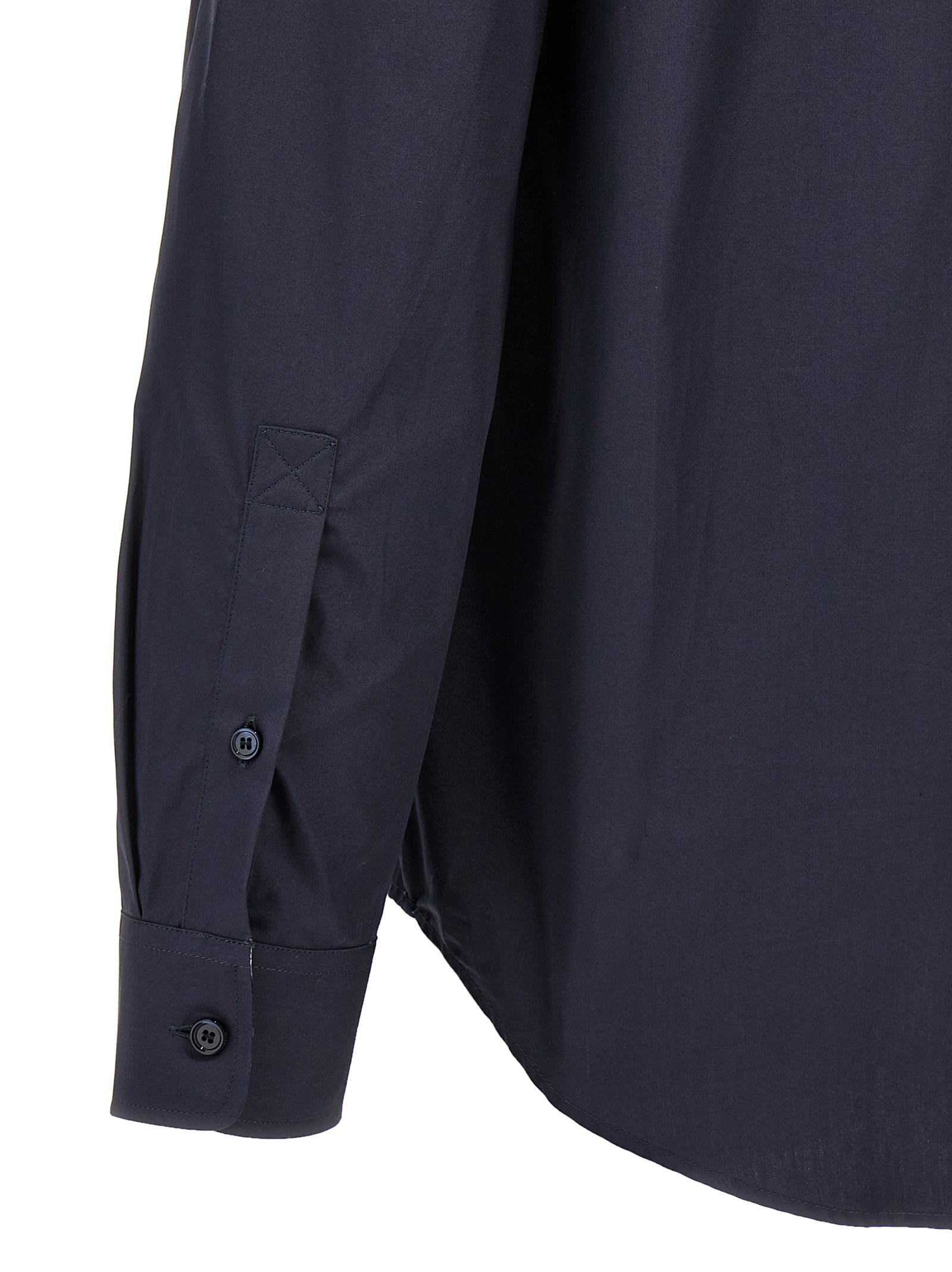 Burberry Logo-embroidered Long-sleeved Shirt In Blue