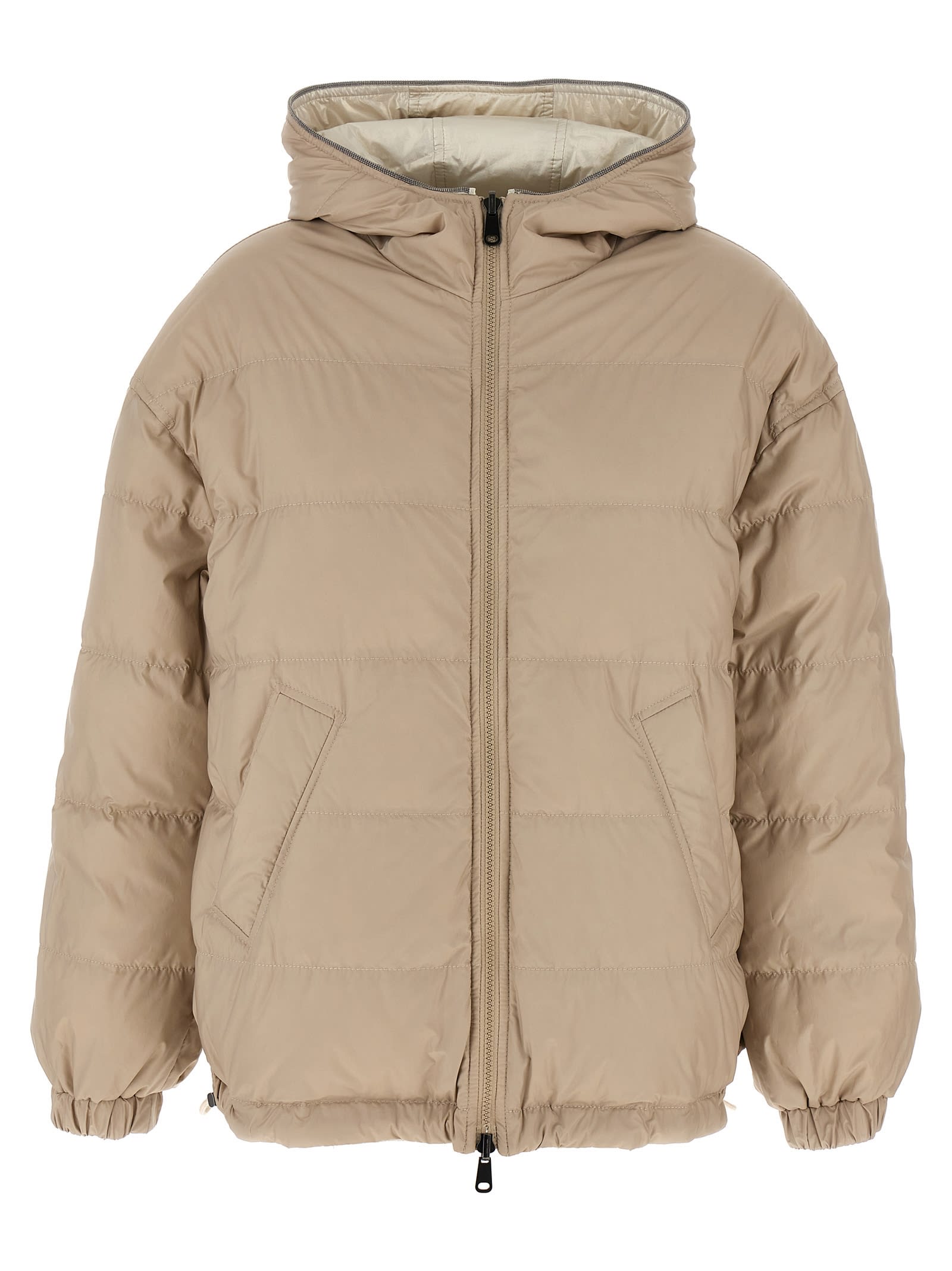 BRUNELLO CUCINELLI LAMINATED REVERSIBLE DOWN JACKET 