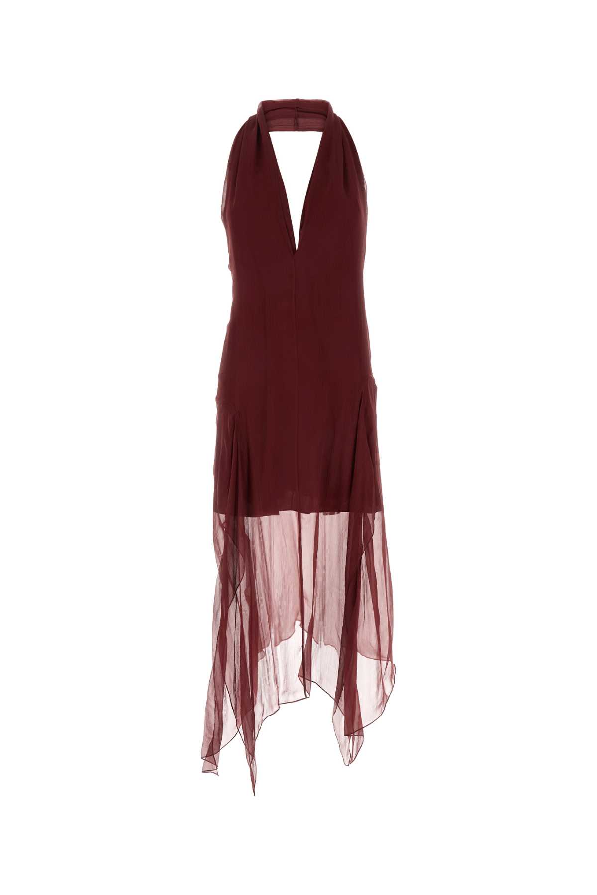 Shop Ferragamo Bordeaux Silk Dress