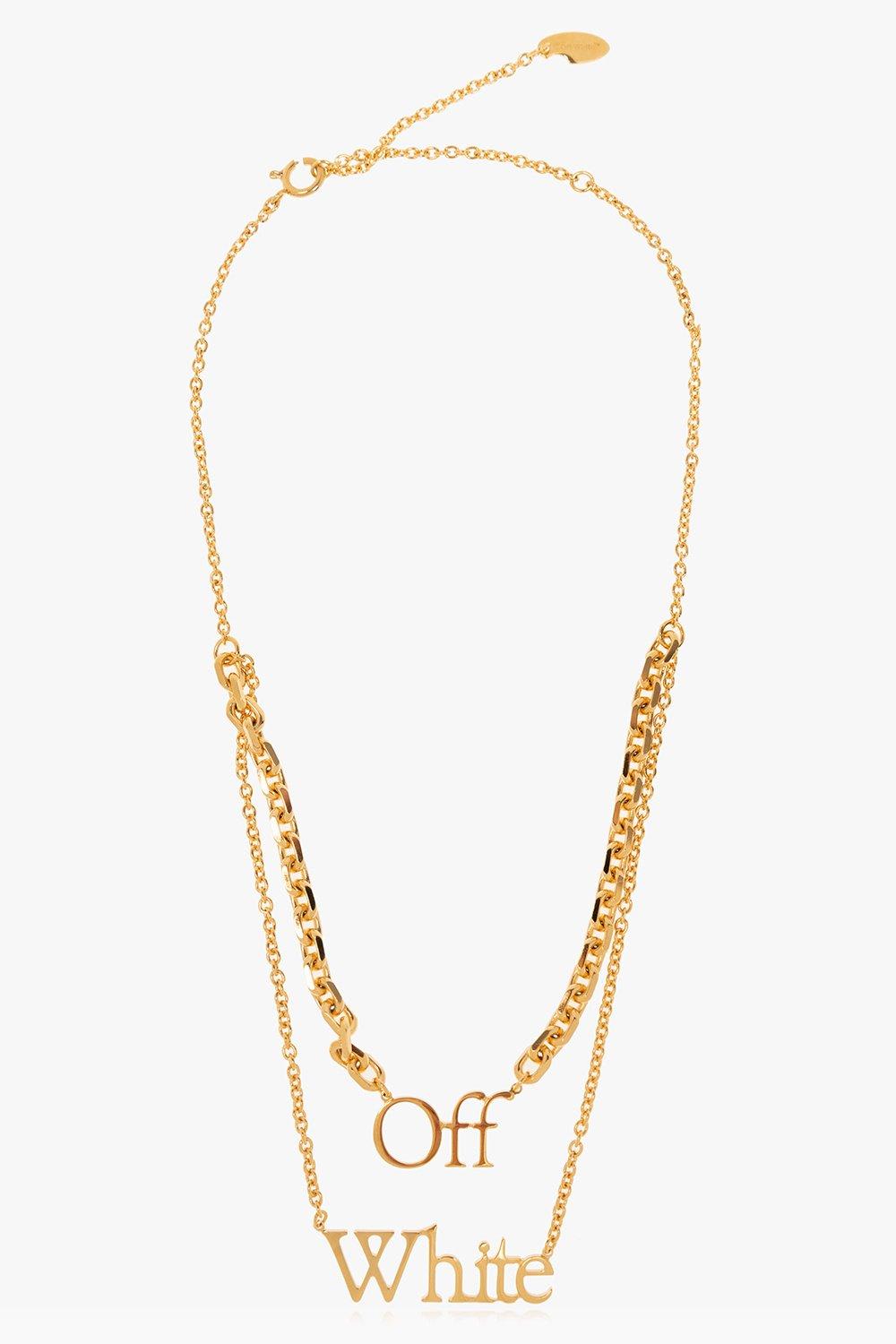 Shop Off-white Logo Plaque Chain-linked Necklace In Nero
