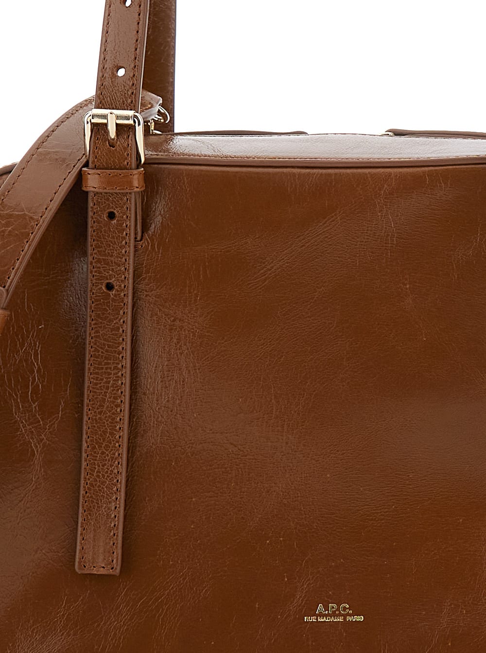 Apc Virginie Brown Shoulder Bag With Removable Shoulder Strap And Front Logo In Leather Woman In Brown