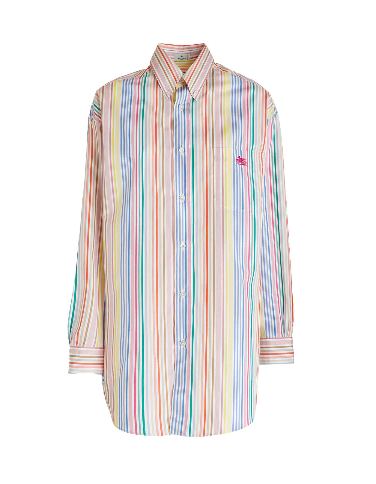 Etro Woman White Oversize Shirt With Multicolor Stripes