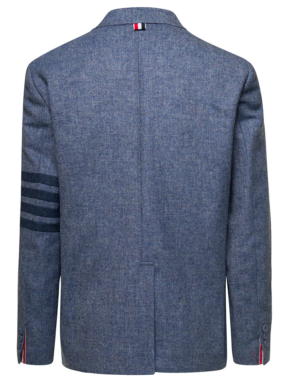 Thom Browne Unstructured Straight Fit Sewed In 4bar In Solid Donegal Tweed In Blue