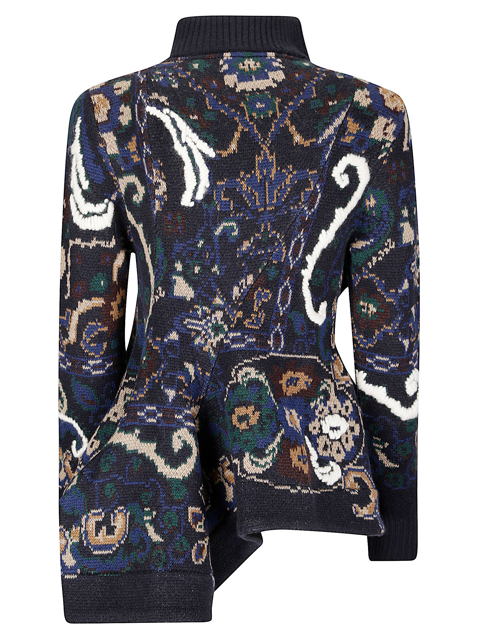 Sacai Floral Jacquard Sweater In Blue