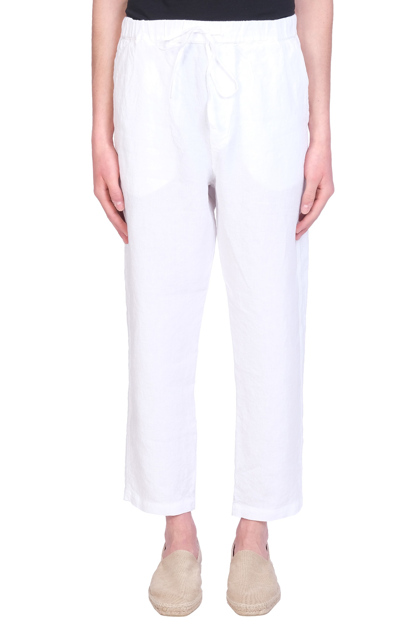 120% Lino Pants In White Linen