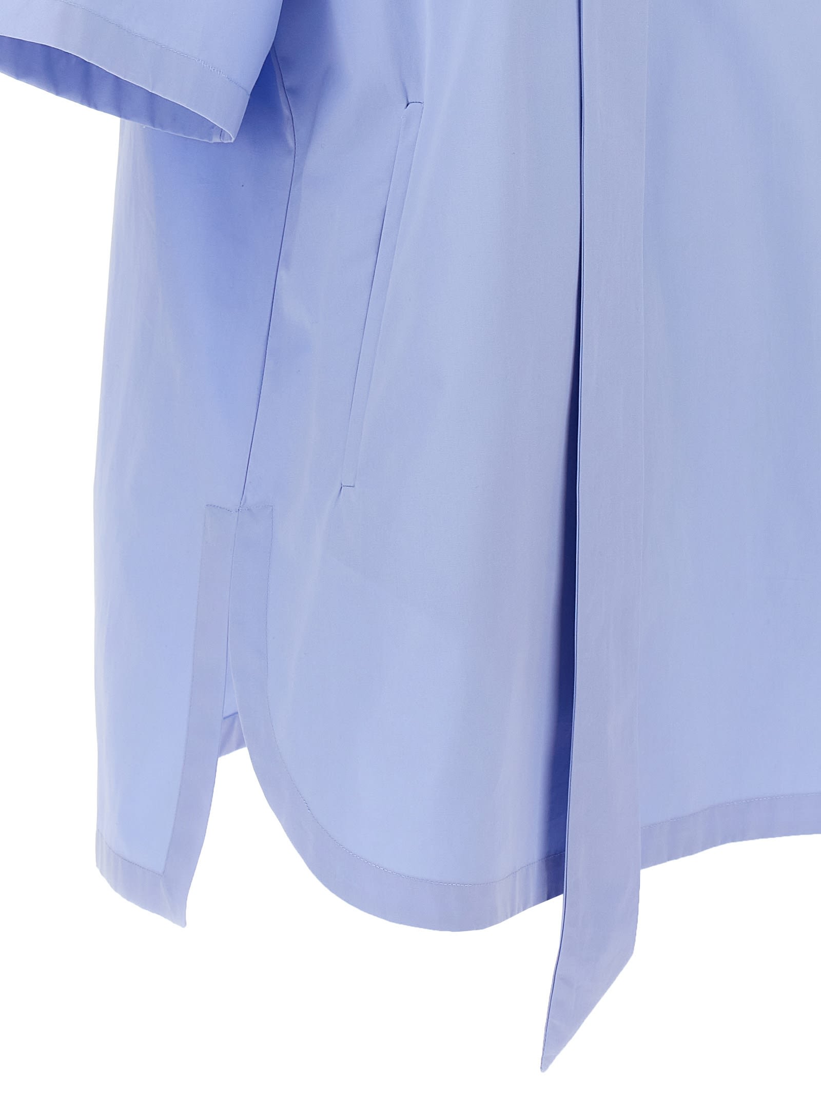 Gucci Midi Dress With Floral Embroidery And V-neckline In Baby Blue/mix