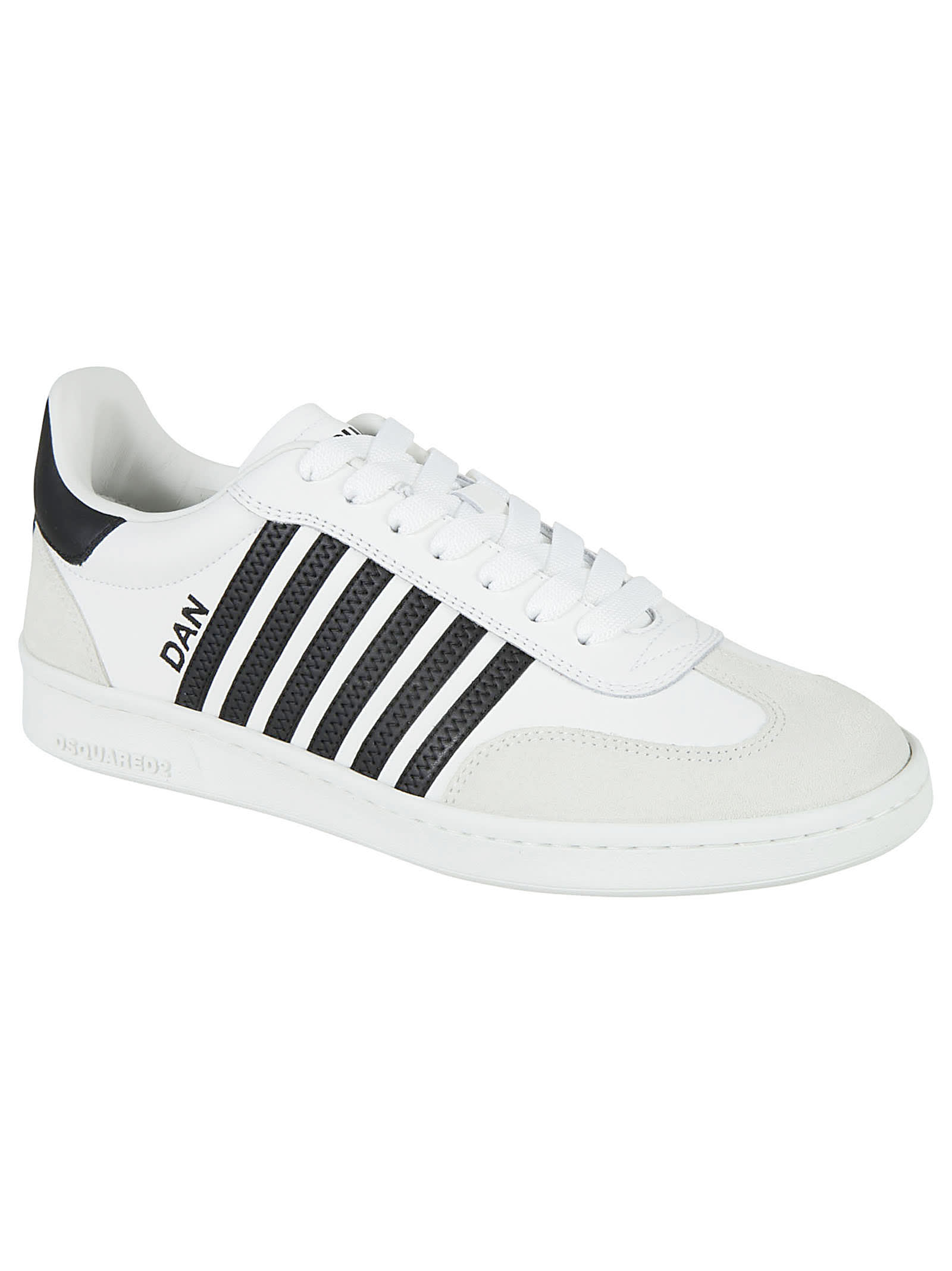 Shop Dsquared2 Dan Logo Sneakers In White/black