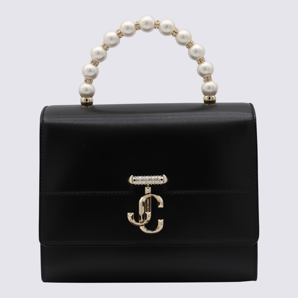 Shop Jimmy Choo Black Avenue Top Handle Bag In Black/light Gold