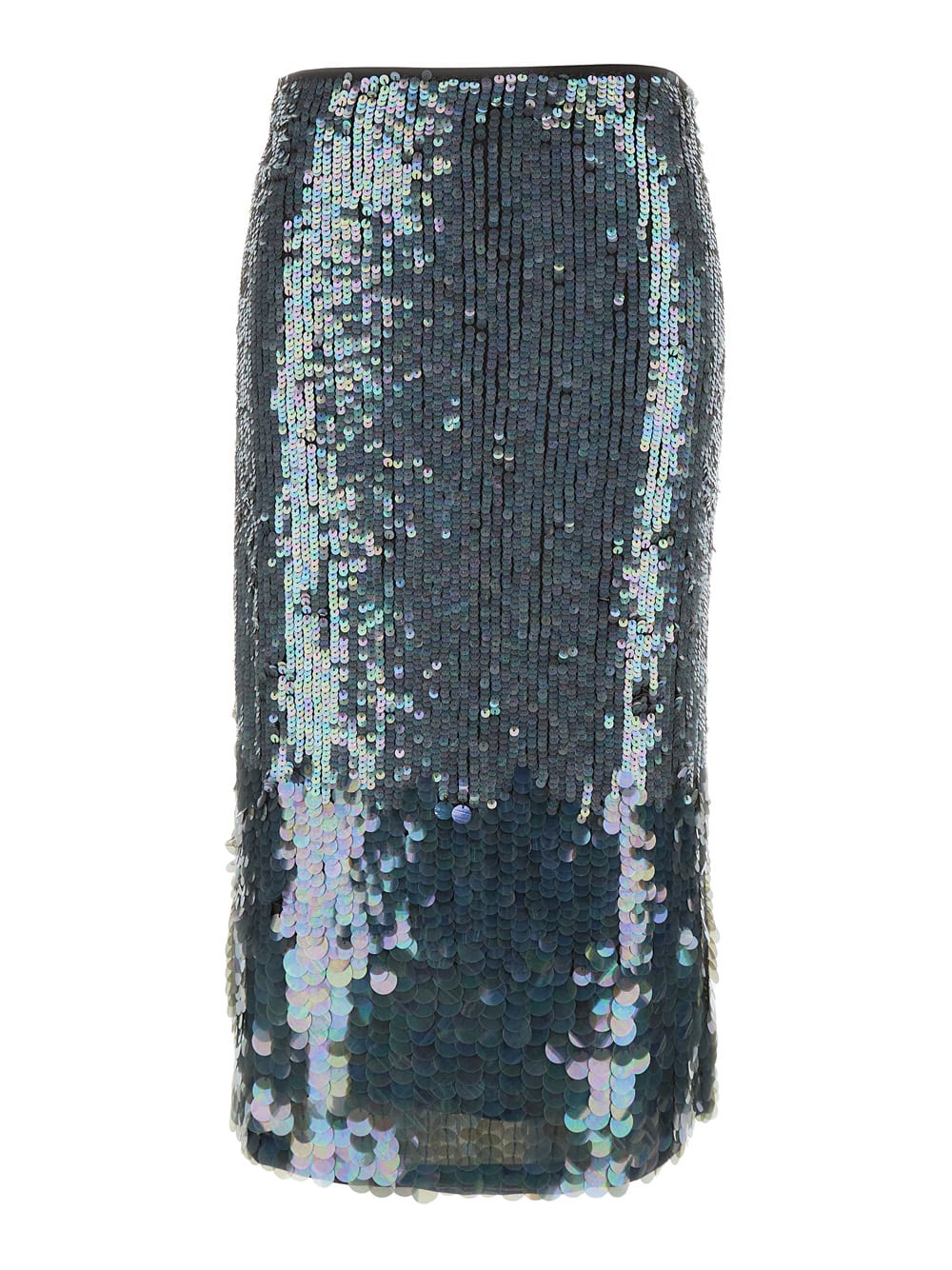 Shop P.a.r.o.s.h Midi Grey Skirt With All-over Sequins In Stretch Polyamide Woman
