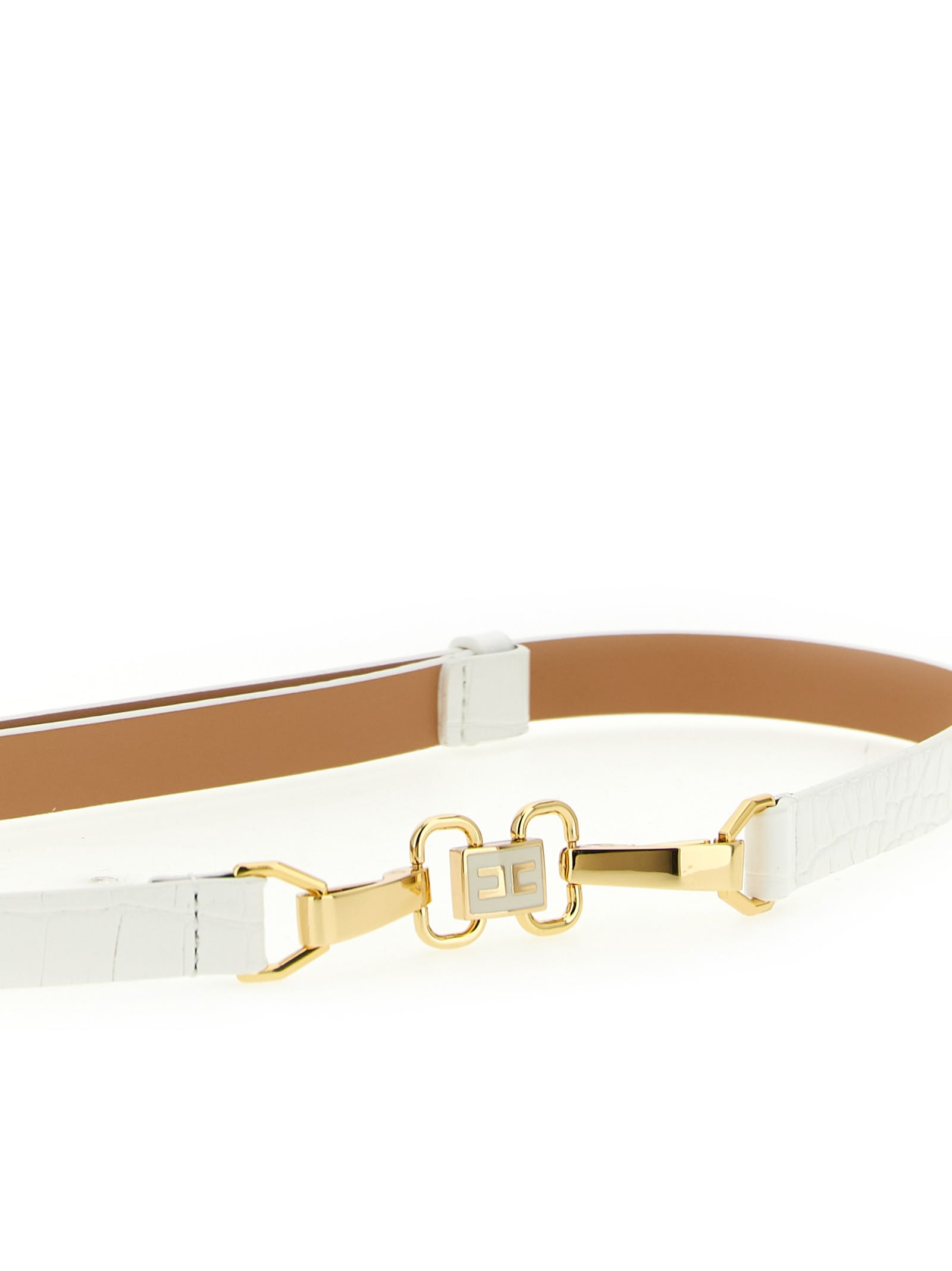 Elisabetta Franchi Jewel Clamp Belt Belts White In White