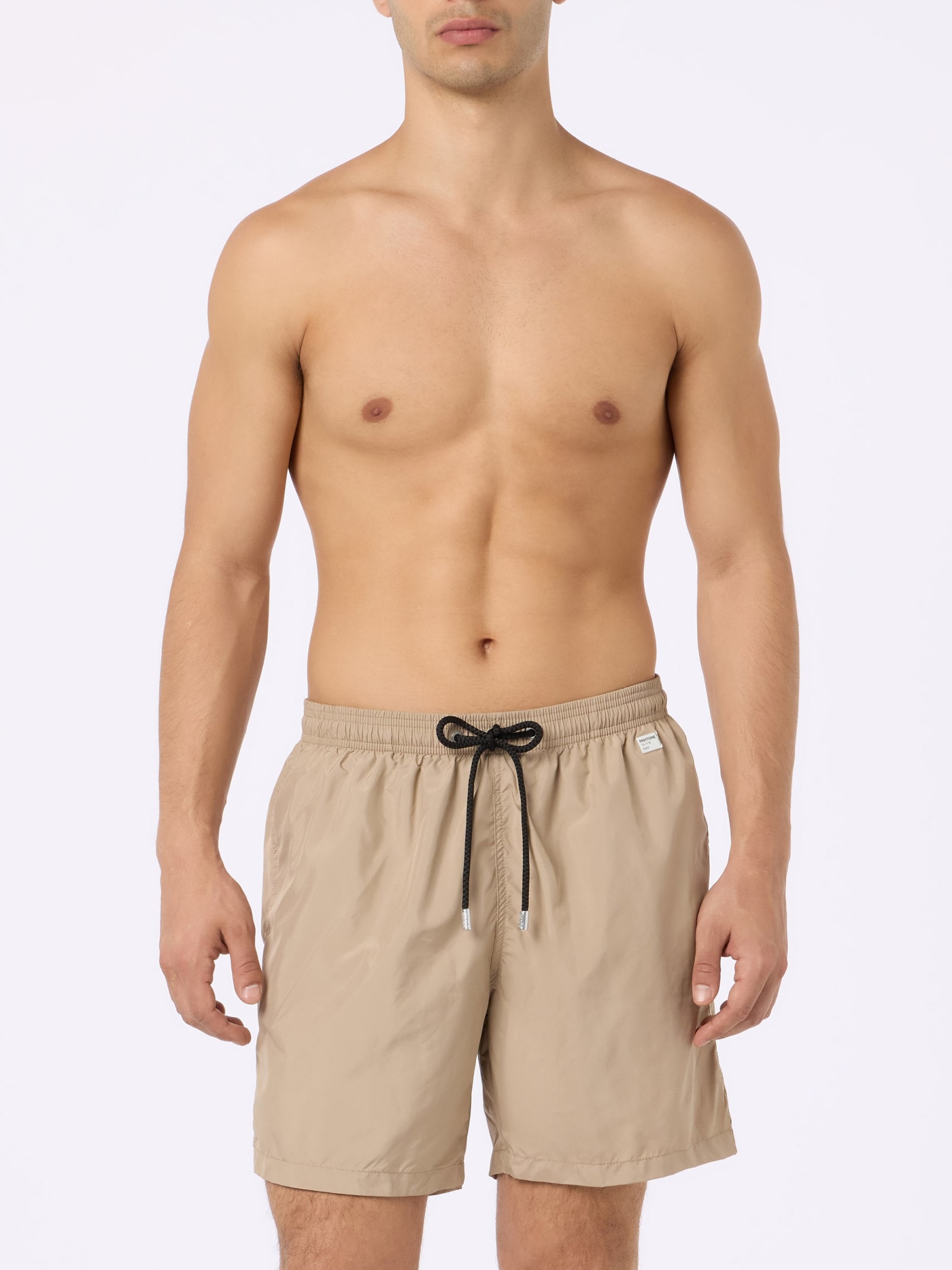 Mc2 Saint Barth Man Lightweight Fabric Beige Swim-shorts Lighting Pantone Pantone Special Edition In White
