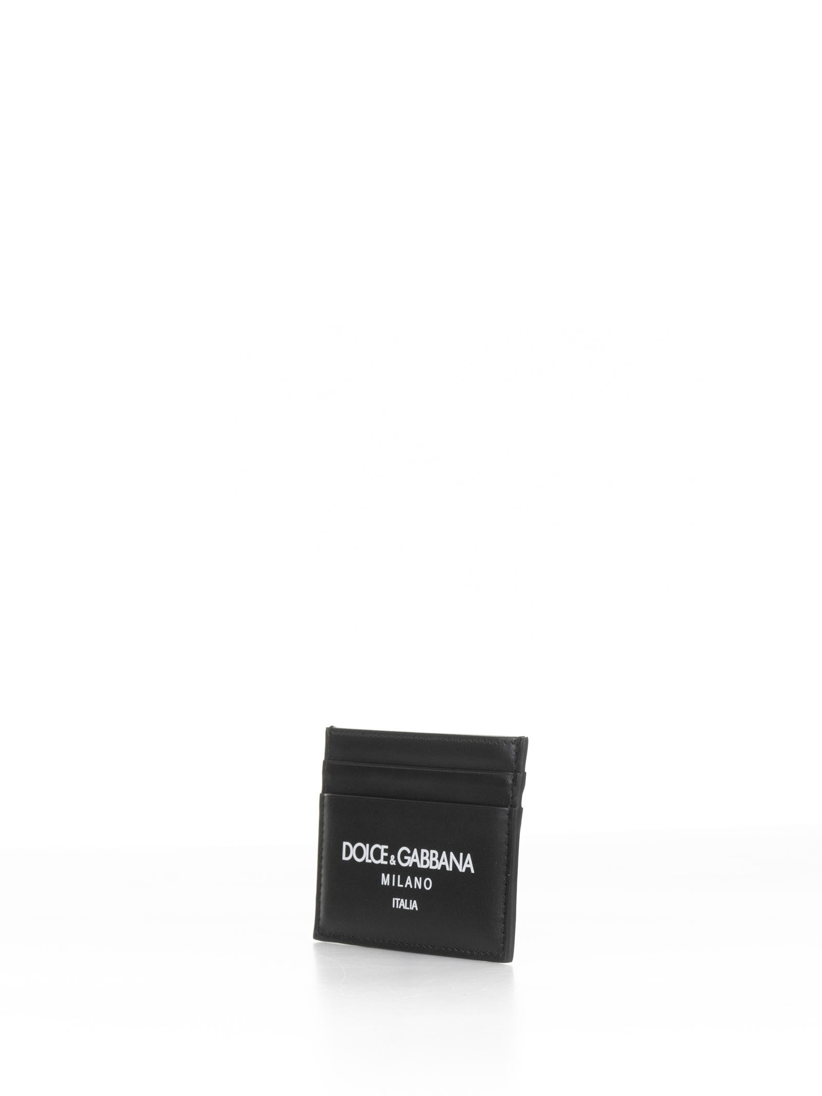 Shop Dolce & Gabbana Black Leather Card Holder With Contrasting Logo In Nero