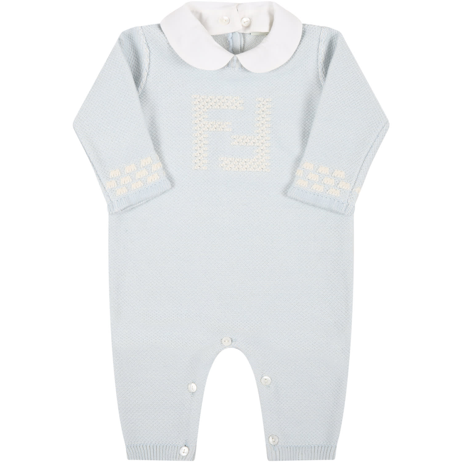 Shop Fendi Light-blue Set For Baby Boy With Douple Ff In Light Blue