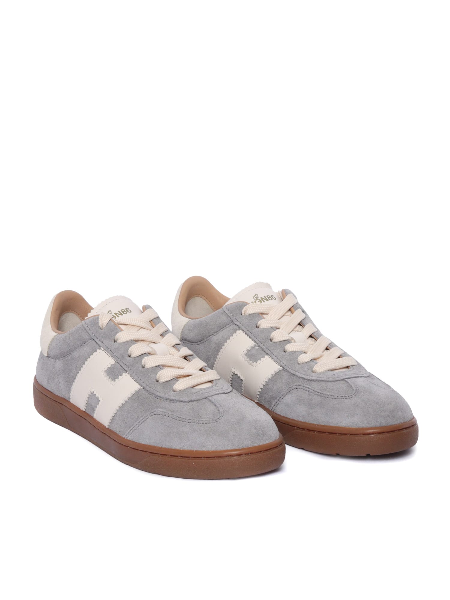 Hogan Suede Sneakers With Rubber Sole And Stitching In Gray