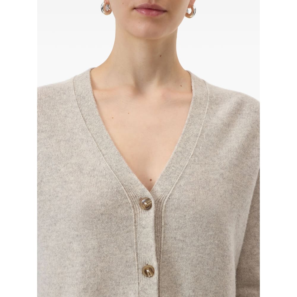 Closed Wool V-necked Cardigan In Neutral