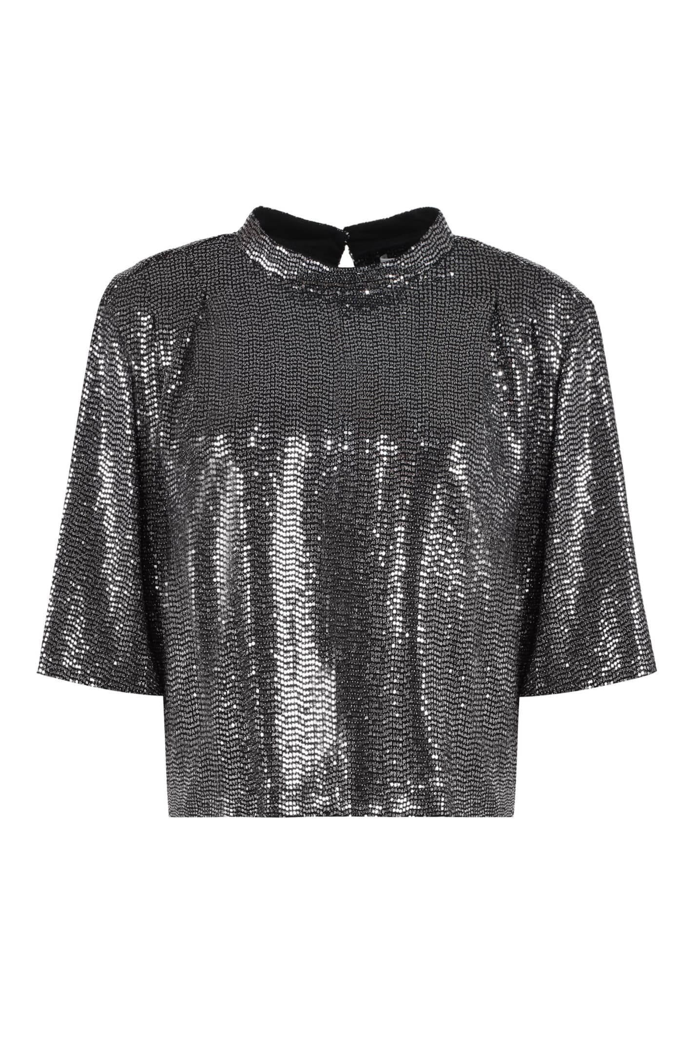 Shop Marant Etoile Delfi Sequined Blouse In Silver